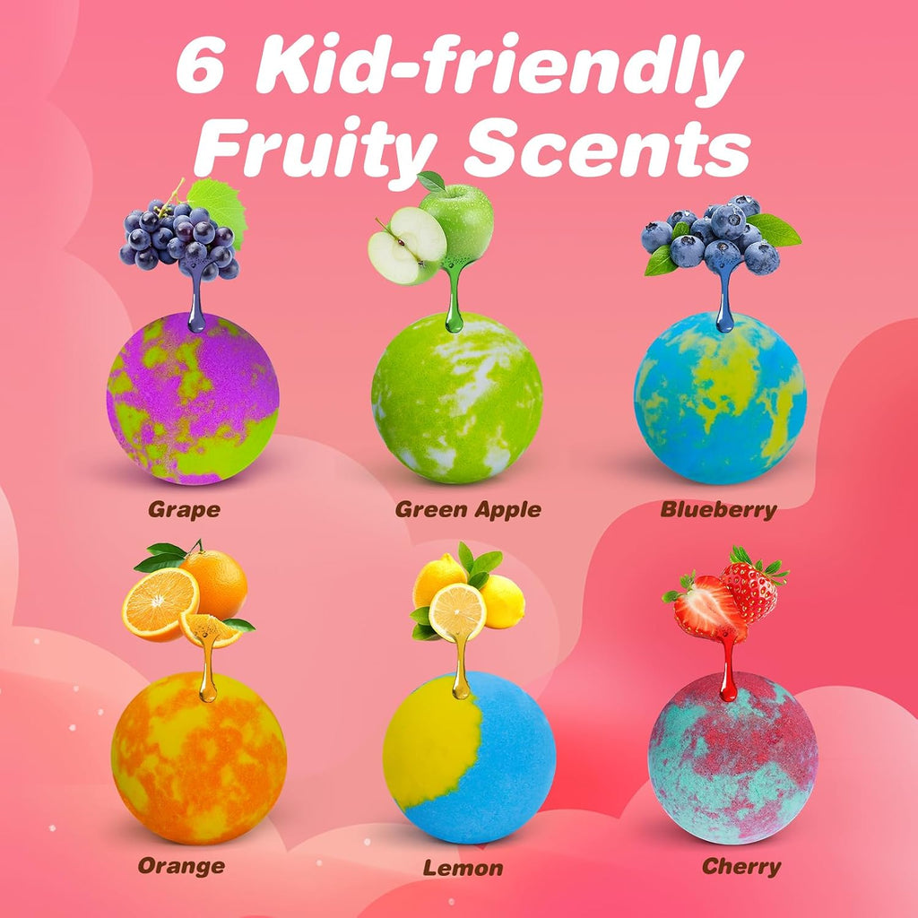 Bath Bombs for Kids with Toys Inside, 6 Pack Kids Bath Bombs with Surprise Car Bath Toys for Boys Girls, Fizzy Bubble Bath Ball Includes Pull-Back Vehicles Cars, Gift for Birthday Halloween Christmas