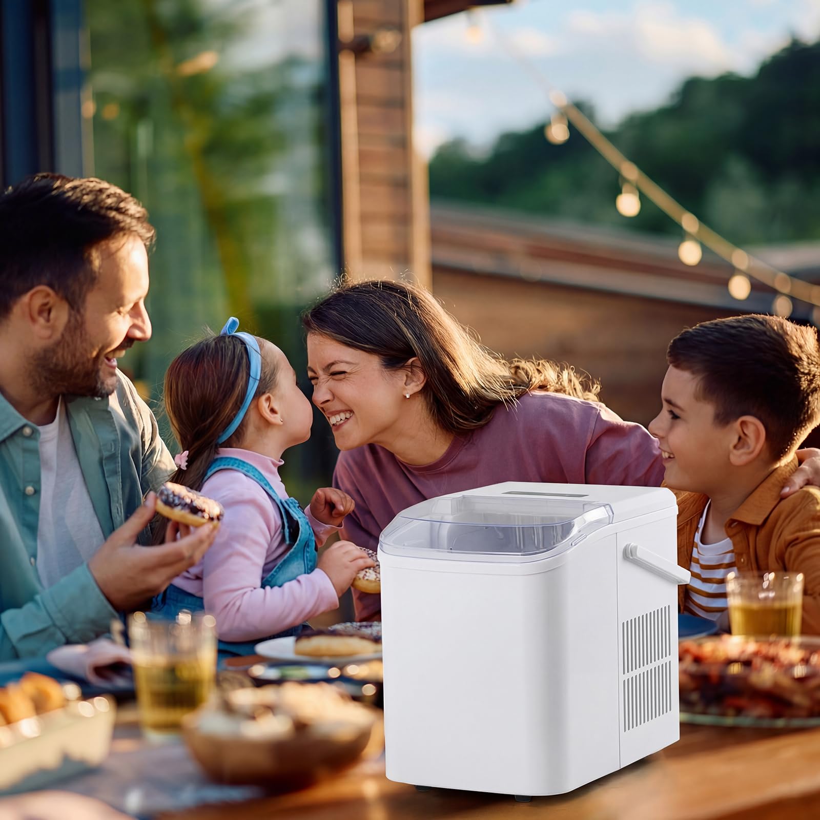 Ice Makers Countertop, Portable Ice Machine with Handle, 6 Mins 9 Bullet Cubes with Basket and Scoop, 26lbs in 24Hrs, Auto-Cleaning, for Home, Kitchen, RV, Camping, Green