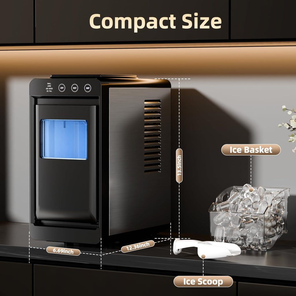 Antarctic Star Ice Maker, Portable Ice Machine with Self-Cleaning Function, 8 Cubes in 6 Mins Fast Countertop Ice Making, Compact Ice Maker for Home, Kitchen, RV, Travel, Matte Black