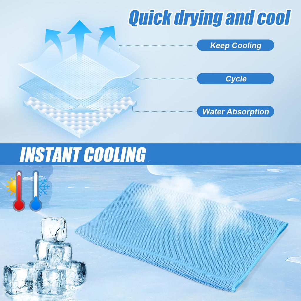 4 Pack Cooling Towels Cloth for Neck and Face, Ice Cool Towel Cold Rags for Sports Gym Fitness Yoga Running Tennis Baseball Hiking Camping(Y-4PACK-02)