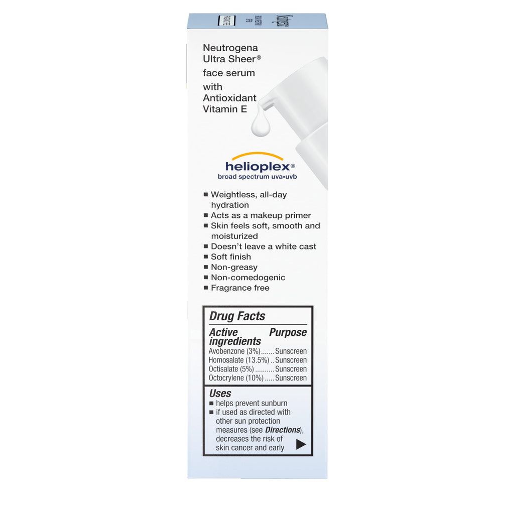 Neutrogena, Ultra Sheer Face Sunscreen with Vitamin E and SPF 60, Sunscreen for Face with Broad Spectrum Uva/Uvb Protection, Fragrance-Free, Oxybenzone-Free, Water-Resistant (80 minutes), 50.3 mL