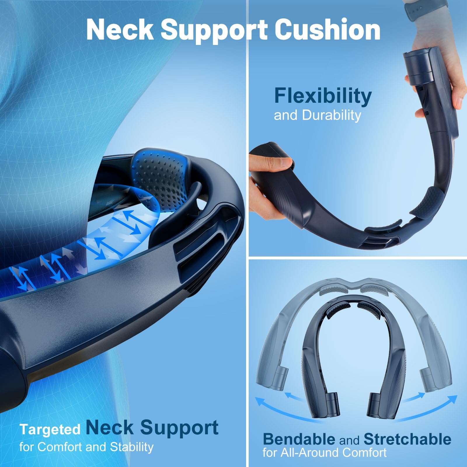 Portable Neck Fan with 6 Powerful Speeds, 8000mAh Battery Operated USB-C Rechargeable Fan, 20H Runtime, Hands-Free 360° Cooling Personal Wearable Neck Fan, Gift for Women Men Travel Concerts(Black)