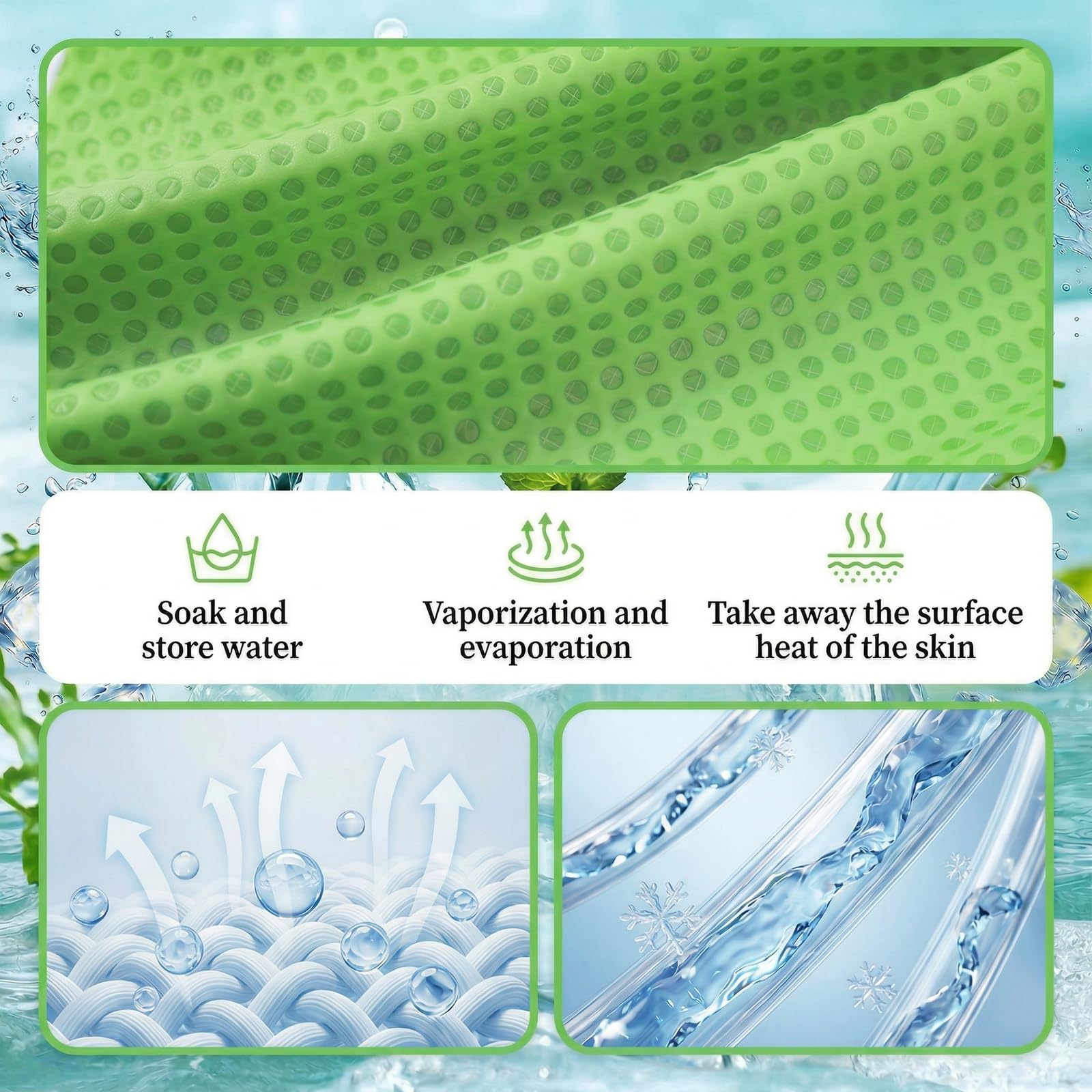 Premium PVA Cooling Towels for Neck and Face,4pcs 33"*12.7" Cooling Neck Wraps with Textured Dot Surface for Summer Heat,Cool Rags for Hot Weather, Cold Scarf for Gym Yoga Run,Blue (Blue)