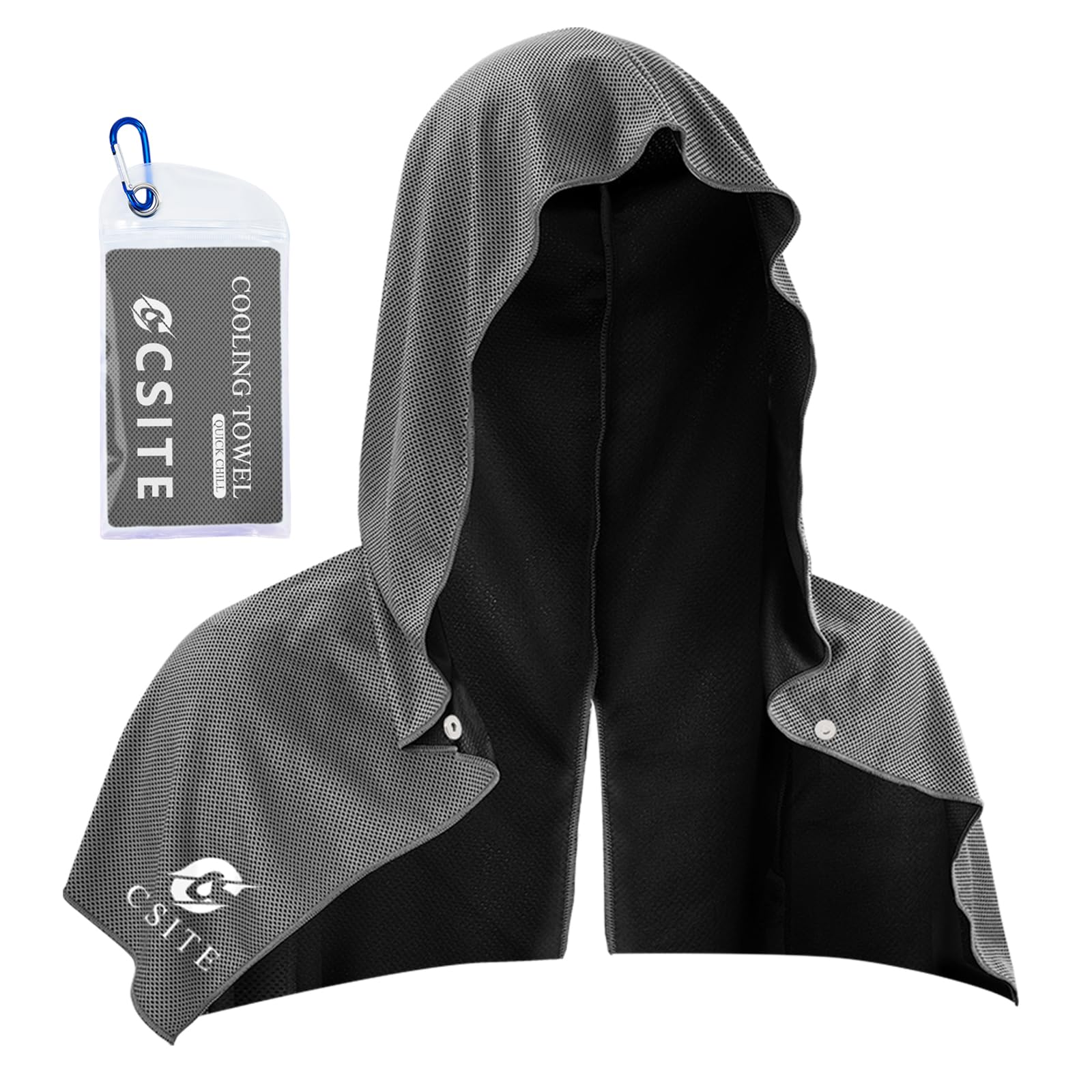 CSITE Cooling Hoodie Towels, Instant Cooling Towels for Neck and Face, UPF 50 Sun Protection, Ice Towel for Hot Weather, Head Towel for Sports, Camping, Cycling & More Activities