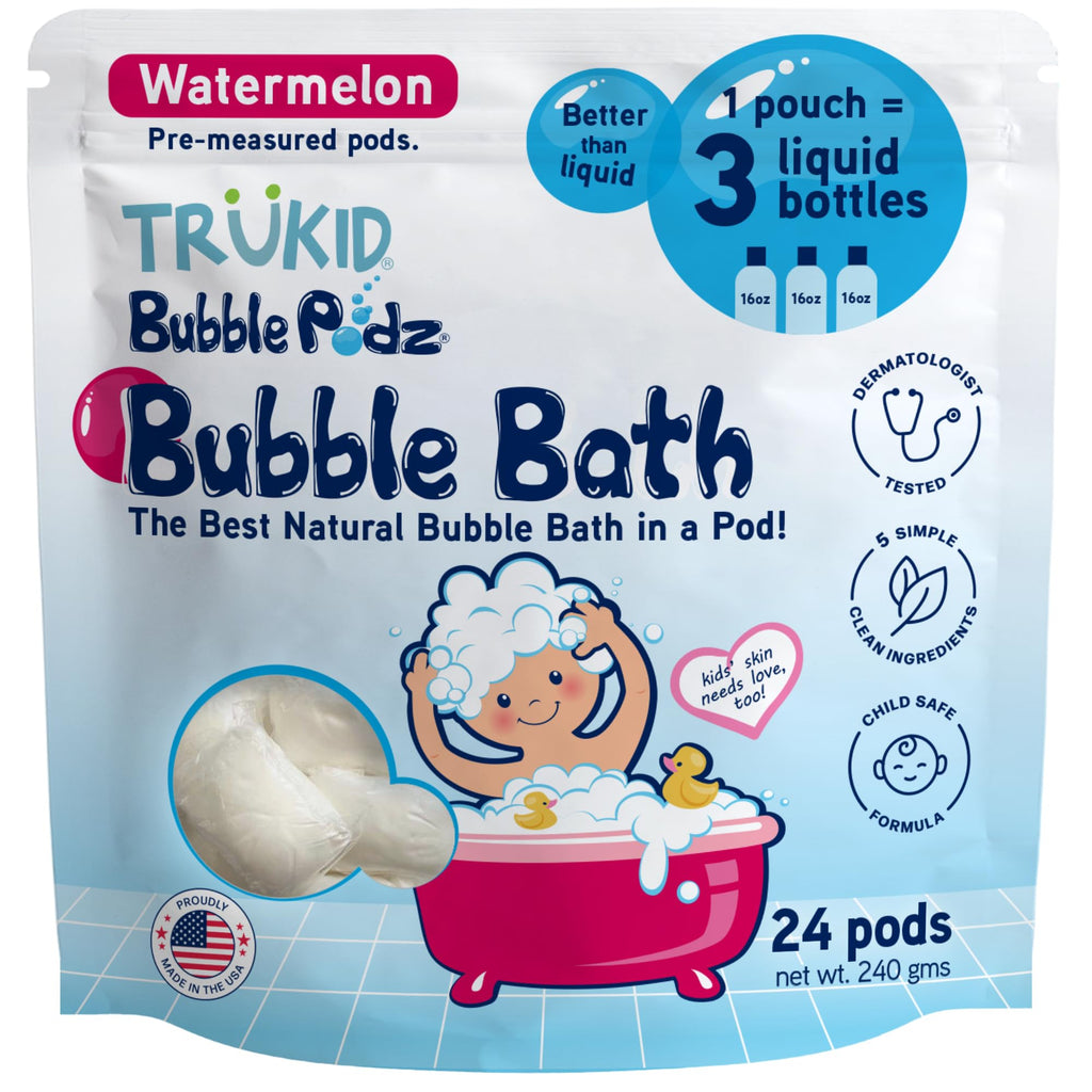 TruKid Bubble Podz Bubble Bath for Kids, Toddlers, & Babies, Tear Free Gentle & Refreshing Bath Bomb for Sensitive Skin with Natural Moisturizers, Non-Toxic, pH Balanced, Lavender Scent (10 Podz)
