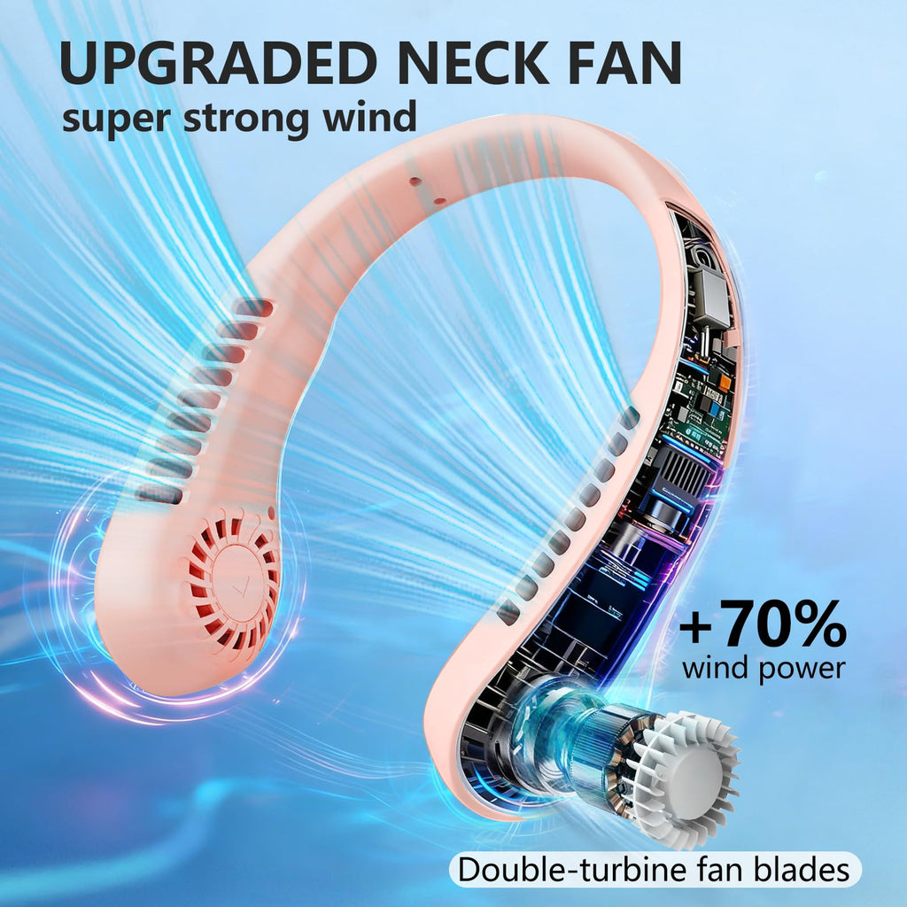 Portable Neck Fan, 360° Cooling Personal Fan, 5 Speeds, USB Rechargeable Wearable Neck Fan, Hands Free Bladeless Fan for Travel, Mini Fan, Birthday Gift for Women Men, White