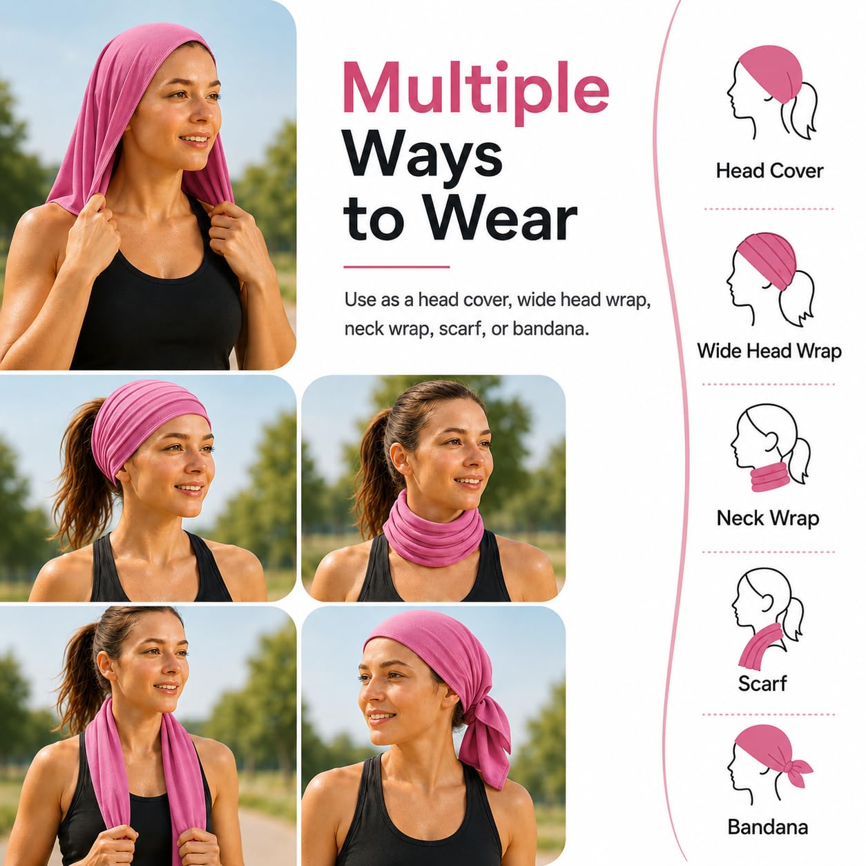 Cooling Towels 43.3" x 15.7" - Ice Towel, Sweat Towel, Cooling Towels for Neck & Face & Cooling Neck Wraps for Summer Heat - Neck Cooler for Quick Cool Down for Gym, Running, Golf, Yoga & Sports