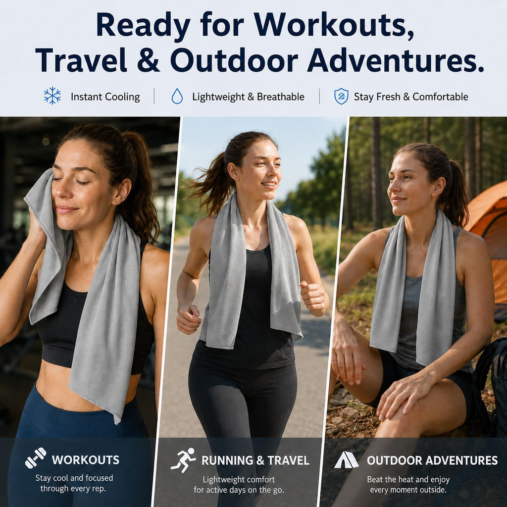 Cooling Towels 43.3" x 15.7" - Ice Towel, Sweat Towel, Cooling Towels for Neck & Face & Cooling Neck Wraps for Summer Heat - Neck Cooler for Quick Cool Down for Gym, Running, Golf, Yoga & Sports