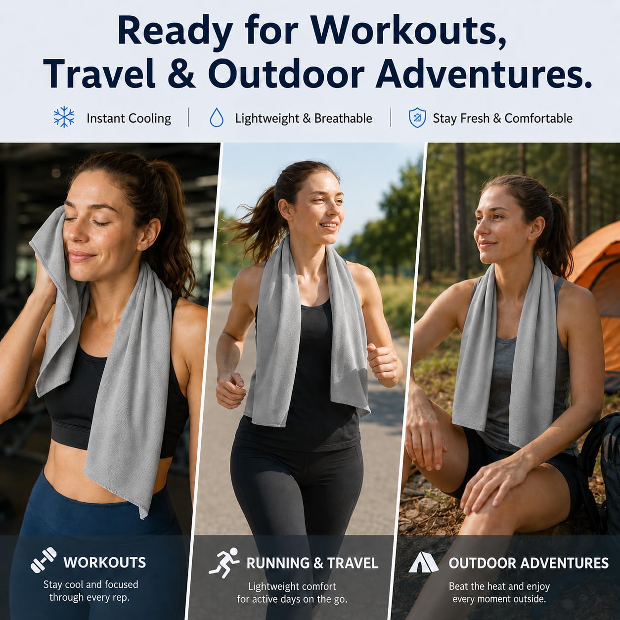 Cooling Towels 43.3" x 15.7" - Ice Towel, Sweat Towel, Cooling Towels for Neck & Face & Cooling Neck Wraps for Summer Heat - Neck Cooler for Quick Cool Down for Gym, Running, Golf, Yoga & Sports