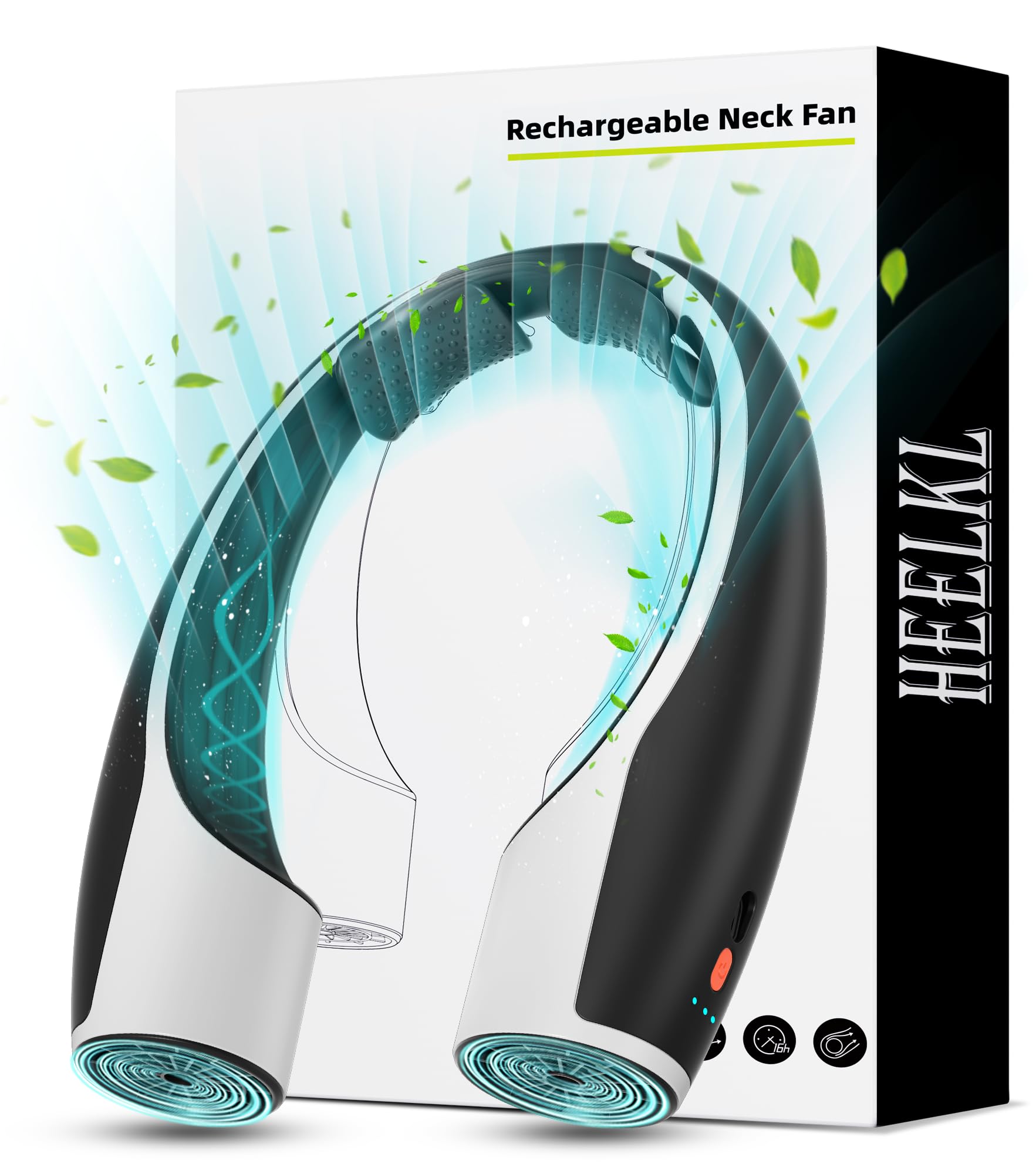 Heelkl AI Neck Fan, 4 Speeds Adjustable Portable Personal Fan Rechargeable, 4000 mAh Battery Faster Cooling Wearable Fan, Ultra Quiet for Home, Office, Travel, Outdoor