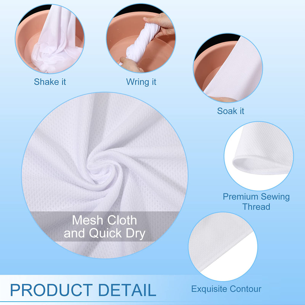 BBTO 6 Count Sublimation Cooling Towels Bulk for Sports 40"x12" White Golf Sweat Gym Towel Ice Breathable Soft Chilly Microfiber Sweat Rags for Neck Face Body Hot Weather Workout Sports