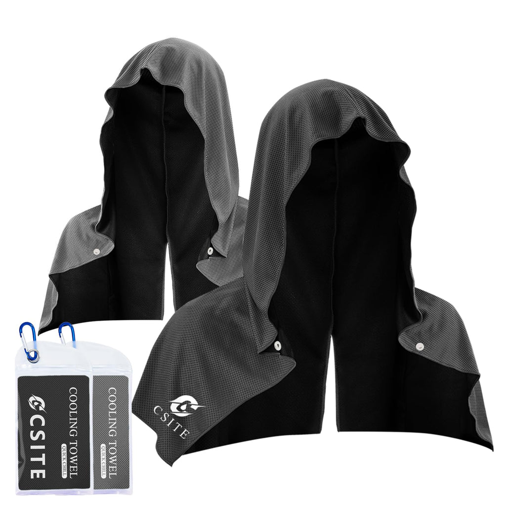 CSITE Cooling Hoodie Towels, Instant Cooling Towels for Neck and Face, UPF 50 Sun Protection, Ice Towel for Hot Weather, Head Towel for Sports, Camping, Cycling & More Activities