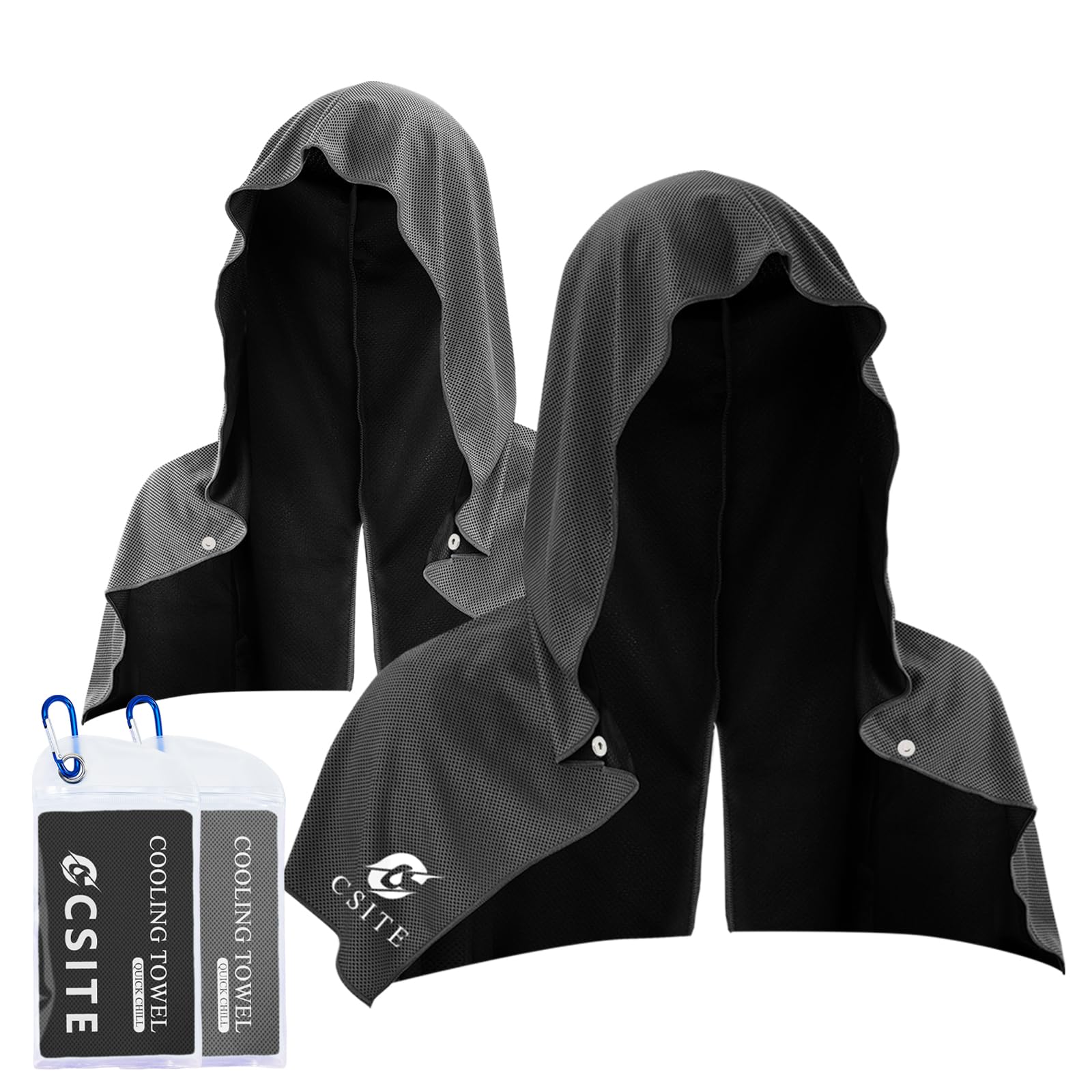 CSITE Cooling Hoodie Towels, Instant Cooling Towels for Neck and Face, UPF 50 Sun Protection, Ice Towel for Hot Weather, Head Towel for Sports, Camping, Cycling & More Activities