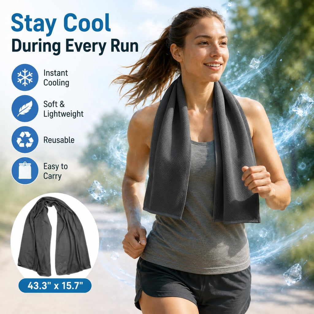 Cooling Towels 43.3" x 15.7" - Ice Towel, Sweat Towel, Cooling Towels for Neck & Face & Cooling Neck Wraps for Summer Heat - Neck Cooler for Quick Cool Down for Gym, Running, Golf, Yoga & Sports