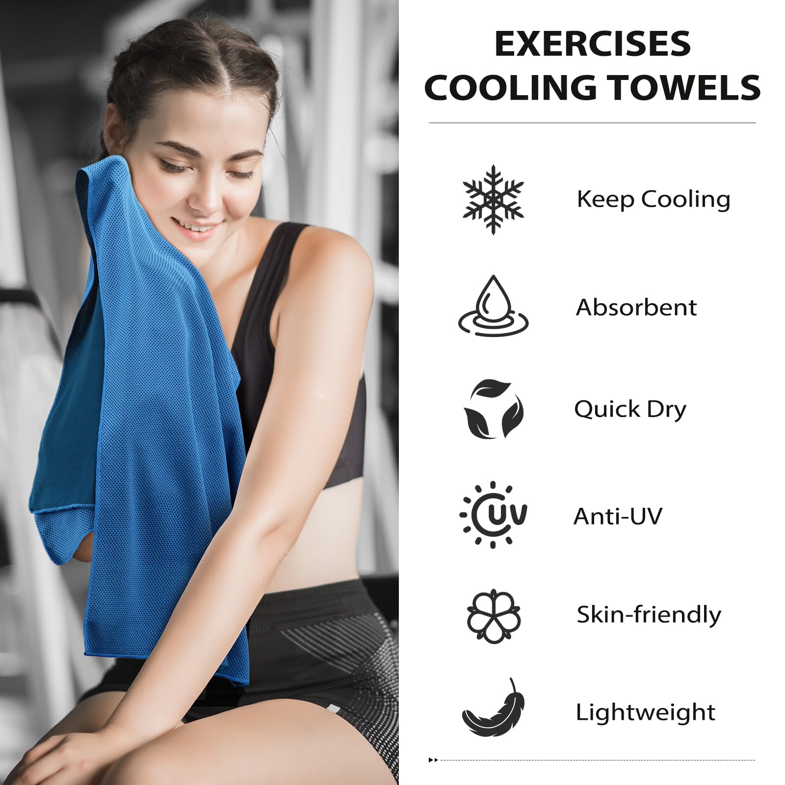 Cooling Towels - 5 Pack Gym Towels, Gym Towel for Working Out, Yoga Towel, Quick Dry Towel for Running, Camping, Fitness & More Activities