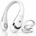 GLACIAIRE Neck Fan – Portable Cooling Fan with Powerful Airflow | USB‑C Rechargeable 5000mAh Battery | Foldable Wearable Personal Face Fan for Around Neck, Quiet 3-Speed Air Cooler – White