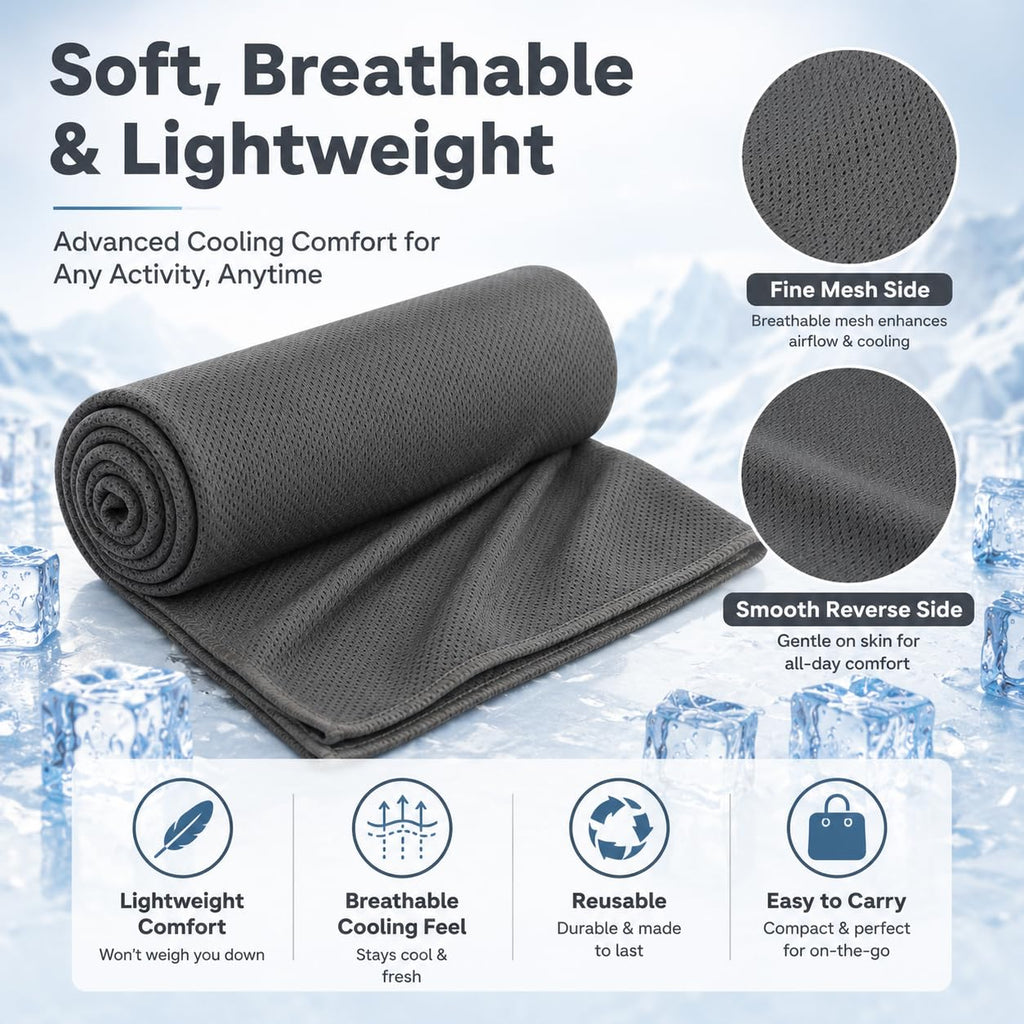 Cooling Towels 43.3" x 15.7" - Ice Towel, Sweat Towel, Cooling Towels for Neck & Face & Cooling Neck Wraps for Summer Heat - Neck Cooler for Quick Cool Down for Gym, Running, Golf, Yoga & Sports