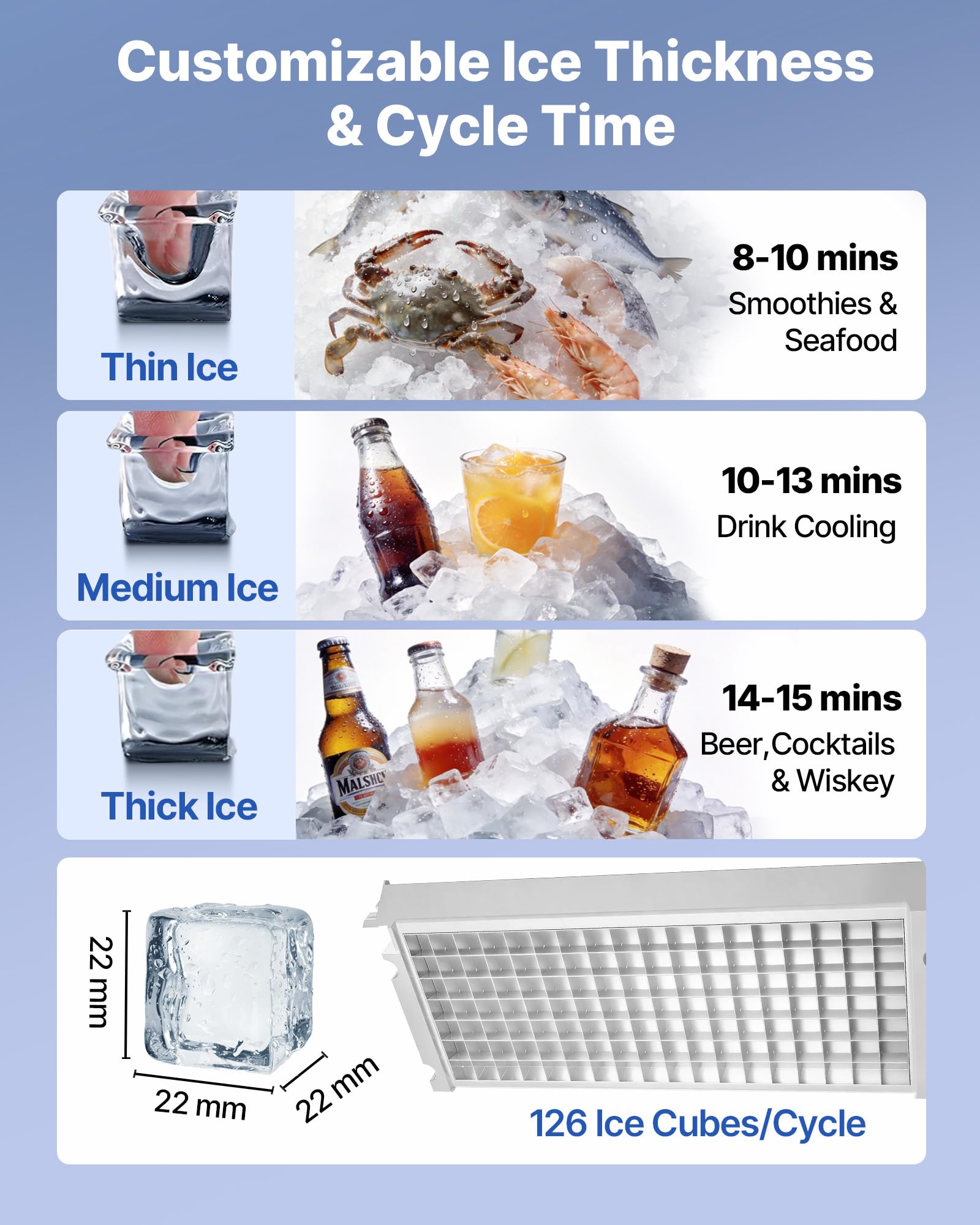 VEVOR Commercial Ice Maker Machine, 80 lbs/24h with 13 lbs Storage Capacity, Countertop/Freestanding/Under Counter, Stainless Steel Ice Maker with LED Display & Self-Cleaning, for Home Bar Restaurant