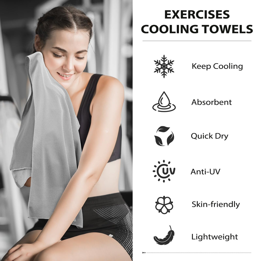 Cooling Towels - 5 Pack Gym Towels, Gym Towel for Working Out, Yoga Towel, Quick Dry Towel for Running, Camping, Fitness & More Activities