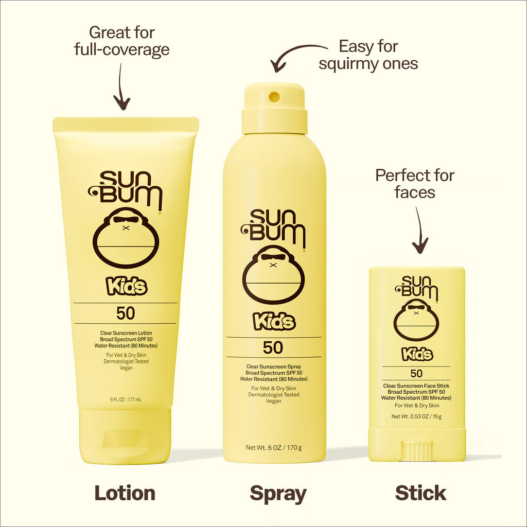 Sun Bum Kids SPF 50 Clear Face Stick Sunscreen - Wet or Dry Skin Application Broad Spectrum Sunscreen with Vitamin E - Hawaii Act 104 Compliant (Without Octinoxate & Oxybenzone) - Travel Size 0.53 oz