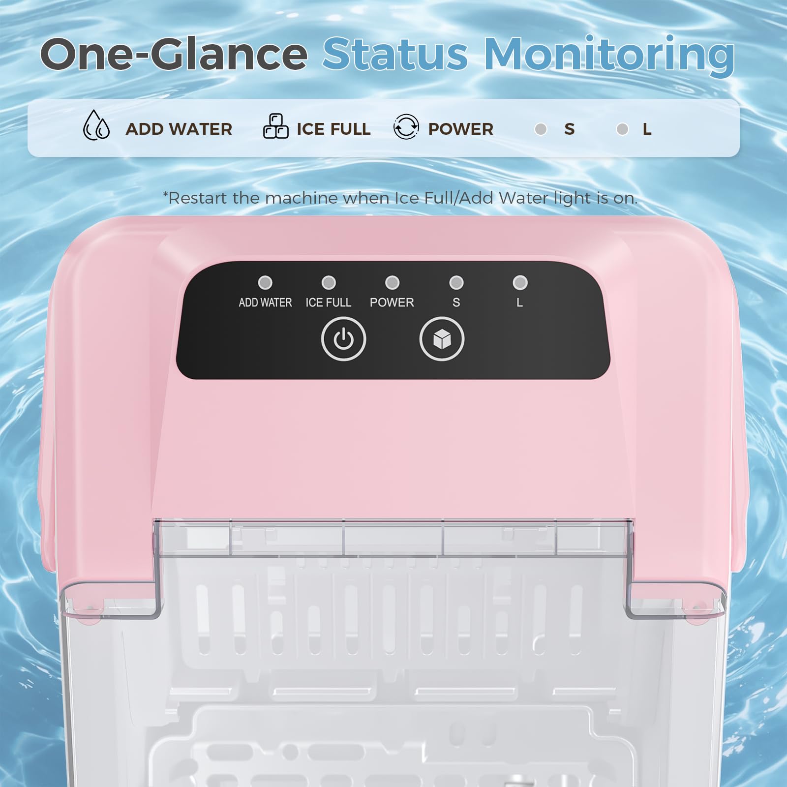 Countertop Ice Maker, Portable Ice Machine with Carry Handle Basket and Scoop, 9 Bullet Cubes Ready in 6 Mins, 26lbs Daily, Self-Cleaning for Home, Kitchen, Camping, RV