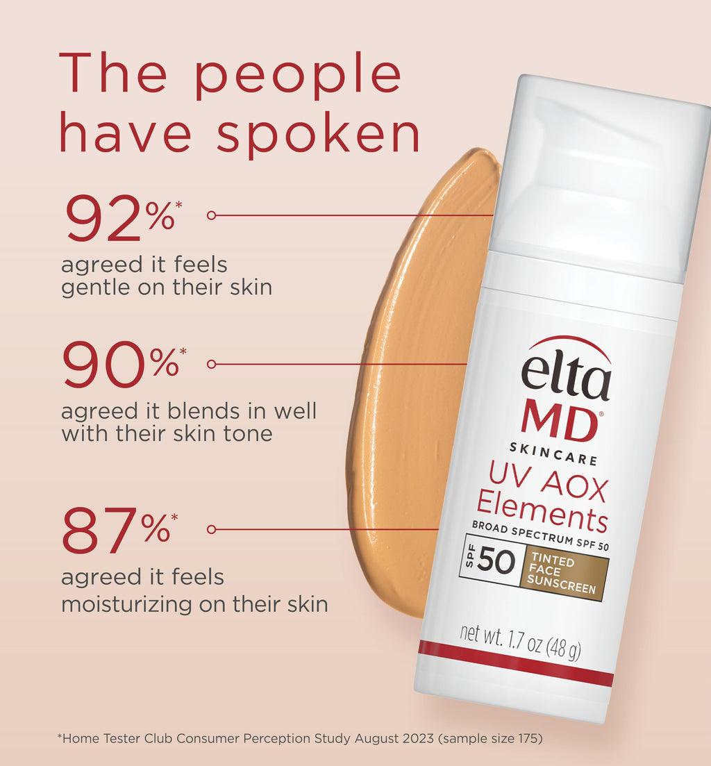 UV AOX Elements Tinted Mineral Face Sunscreen Lotion, Tinted Moisturizer for Face SPF 50 with Antioxidants