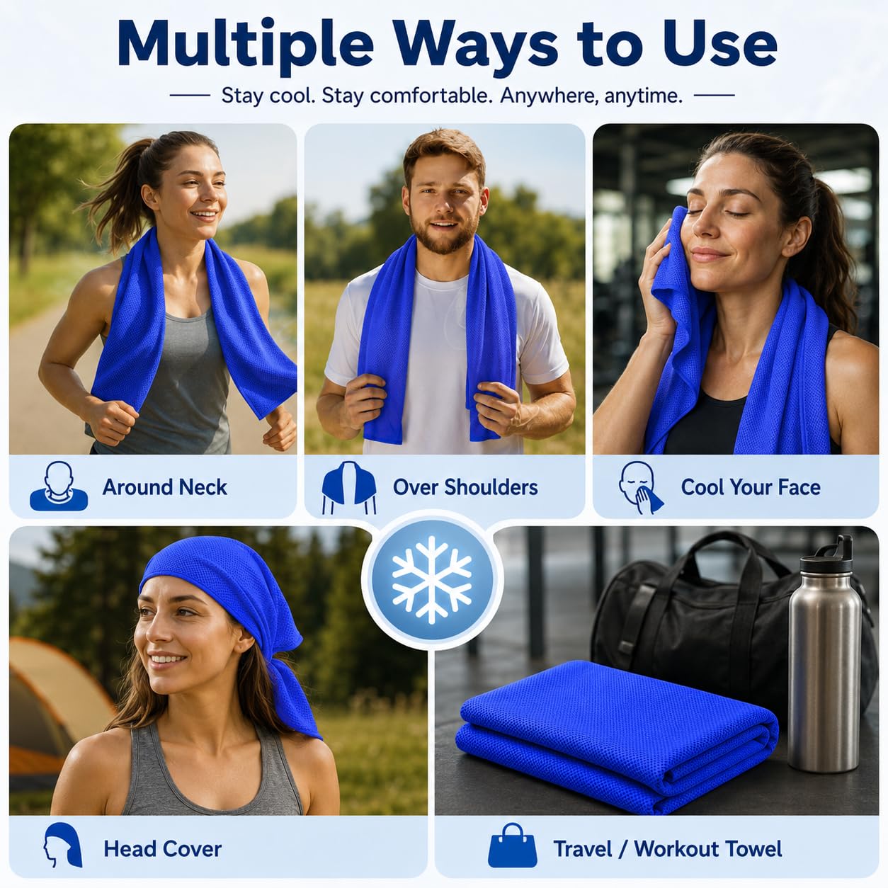 Cooling Towels 43.3" x 15.7" - Ice Towel, Sweat Towel, Cooling Towels for Neck & Face & Cooling Neck Wraps for Summer Heat - Neck Cooler for Quick Cool Down for Gym, Running, Golf, Yoga & Sports