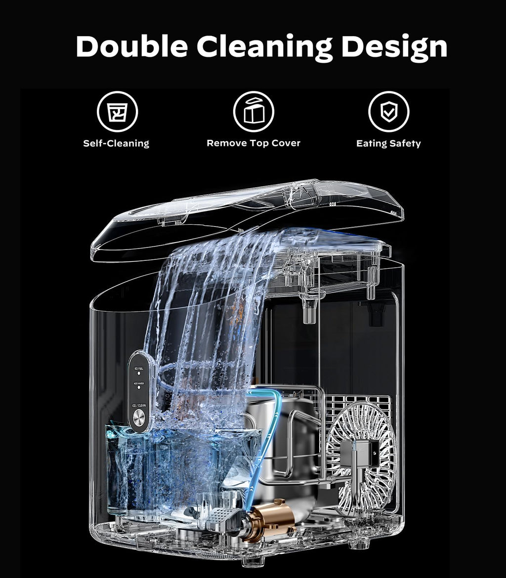 Silonn Nugget Ice Maker Countertop, Pellet Ice Machine with Self-Cleaning Function, Sonic Ice Maker Produces 36lbs of Chewable Ice in 24 Hours, Ideal for Home Kitchen and Office (Black)