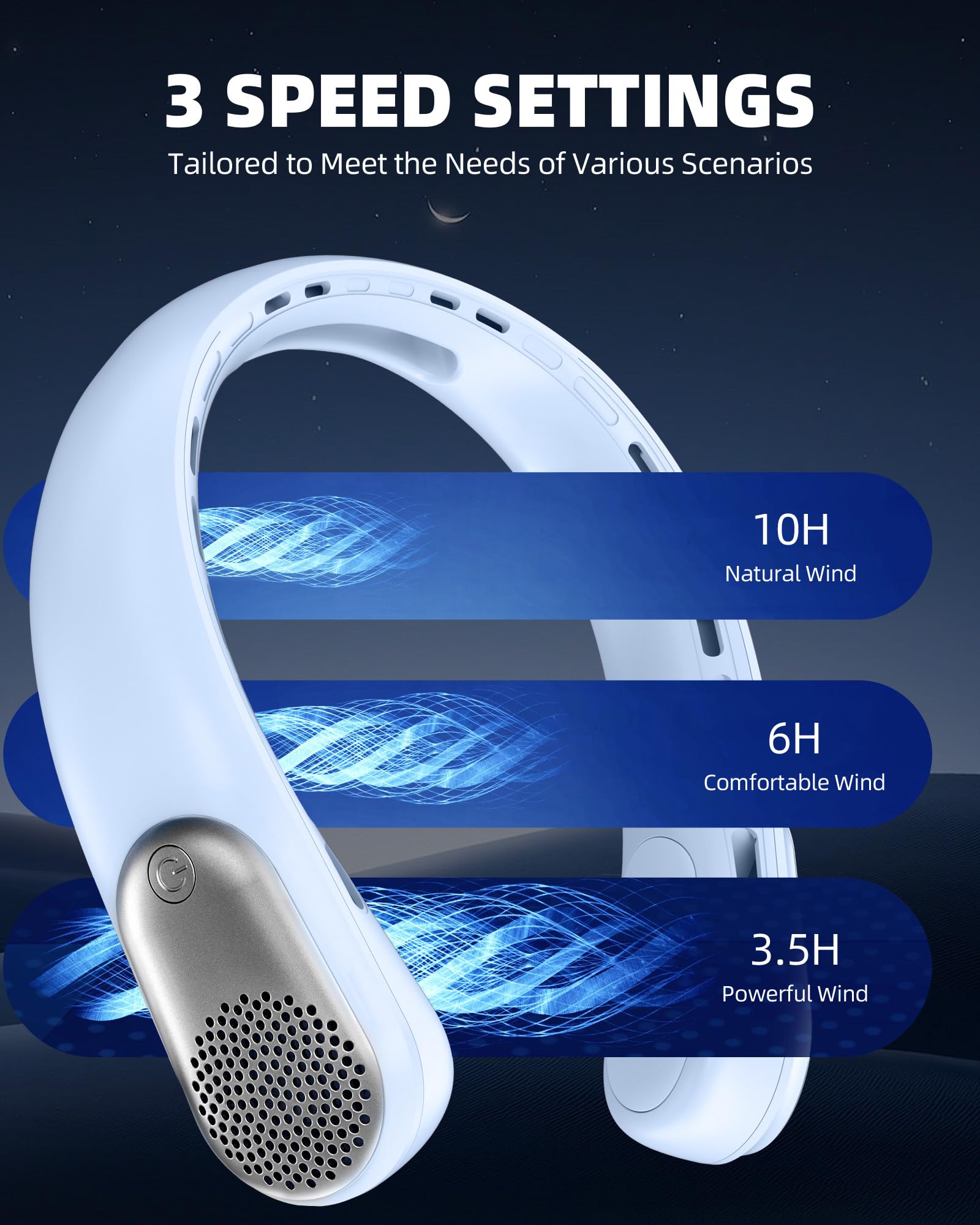 Neck Fan, Portable 4000 mAh Battery Operated Personal Fan with LED Display, 3 Wind Speed, Fast Cooling, Fast Cooling,USB Rechargeable Fan for Women Outdoor Purple