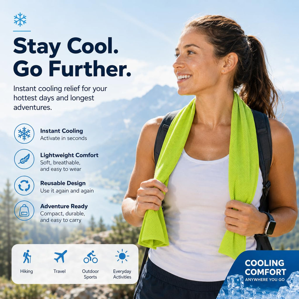 Cooling Towels 43.3" x 15.7" - Ice Towel, Sweat Towel, Cooling Towels for Neck & Face & Cooling Neck Wraps for Summer Heat - Neck Cooler for Quick Cool Down for Gym, Running, Golf, Yoga & Sports