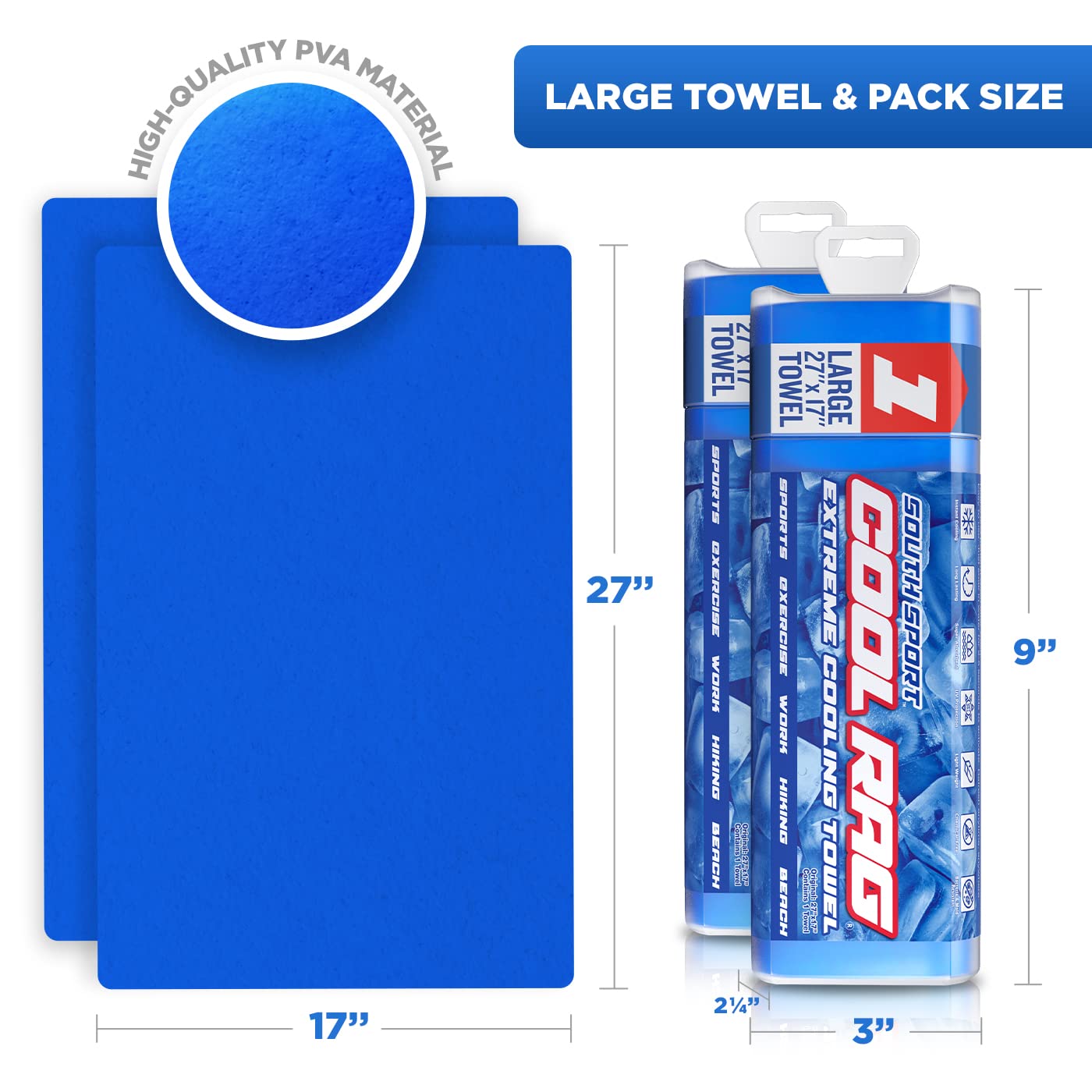 Cool Cool RAG Extreme Cooling Towel for Heat Relief - PVA Cooling Towel for Workout, Gym, Running and for Other Outdoor Sports - Cooling Rag for Neck - Cool Towel for Quick Cooling