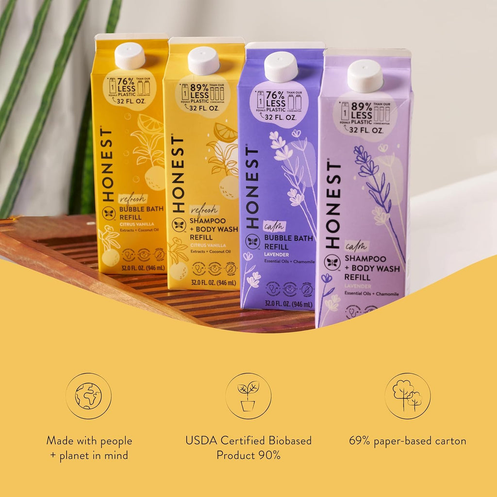 The Honest Company Foaming Bubble Bath, Naturally Derived, Tear-free, Hypoallergenic, Citrus Vanilla Refresh, 12 fl oz