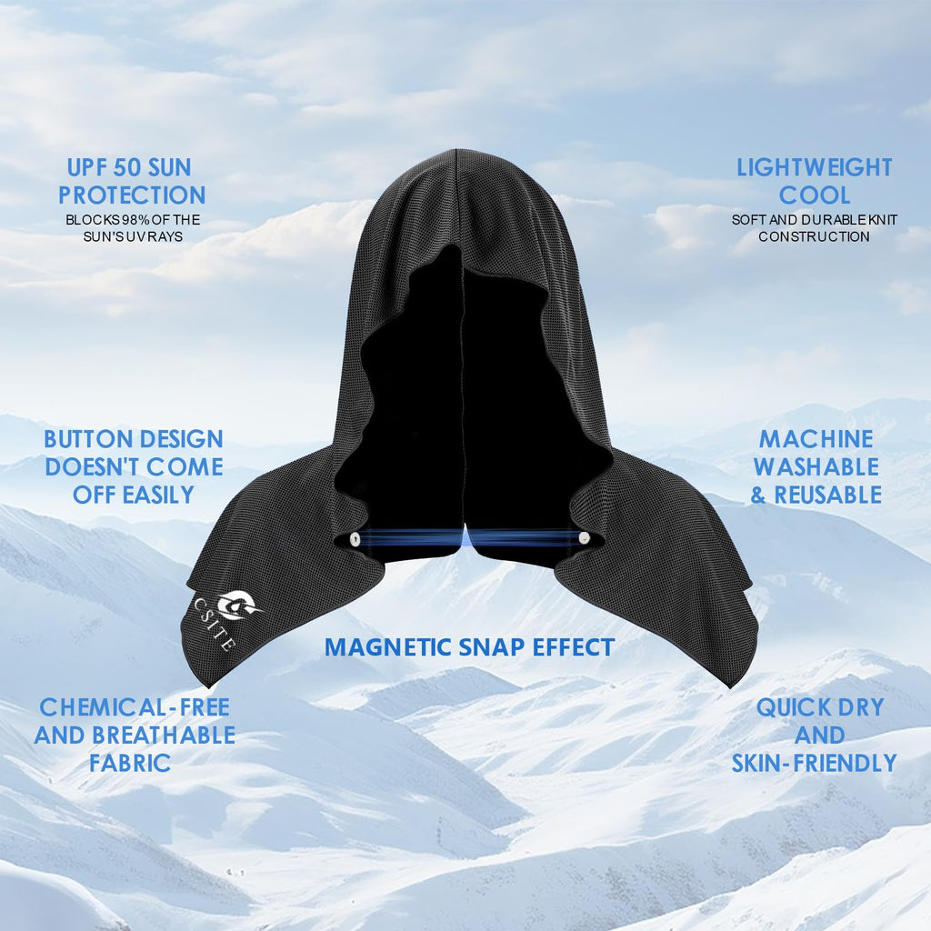 CSITE Cooling Hoodie Towels, Instant Cooling Towels for Neck and Face, UPF 50 Sun Protection, Ice Towel for Hot Weather, Head Towel for Sports, Camping, Cycling & More Activities