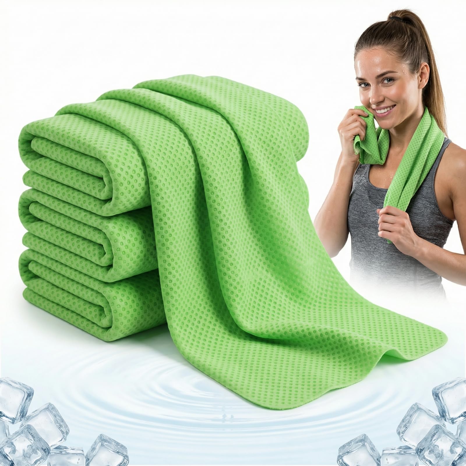 Premium PVA Cooling Towels for Neck and Face,4pcs 33"*12.7" Cooling Neck Wraps with Textured Dot Surface for Summer Heat,Cool Rags for Hot Weather, Cold Scarf for Gym Yoga Run,Blue (Blue)