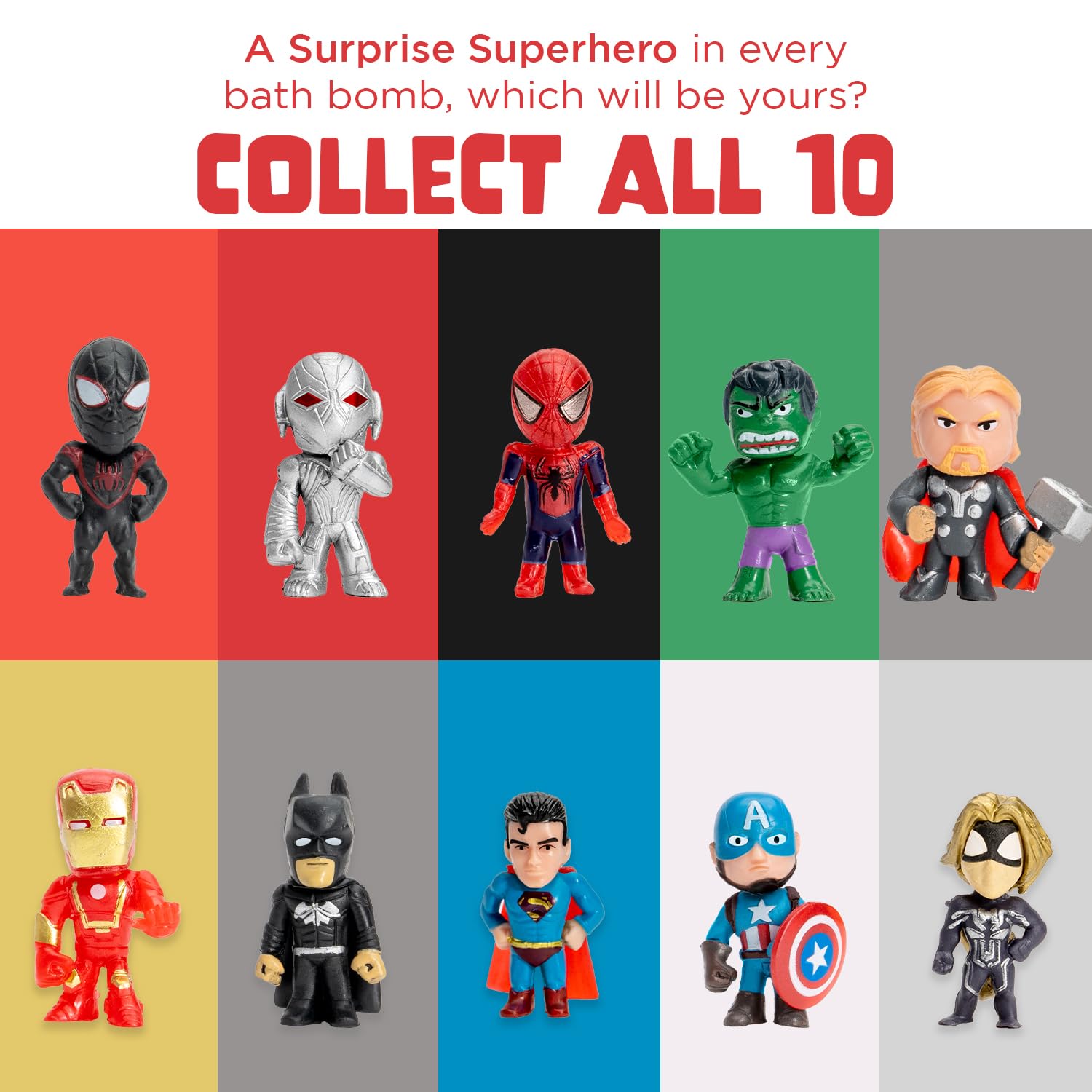 Superhero Bath Bombs for Kids & Boys with Surprise Hero Toys Inside (1 Pack) - Large Bubble Bath Bombs for Boys & Girls - Birthday Gift & Goodie Bags for Kids - Fruity Scent, USA Made by Two Sisters