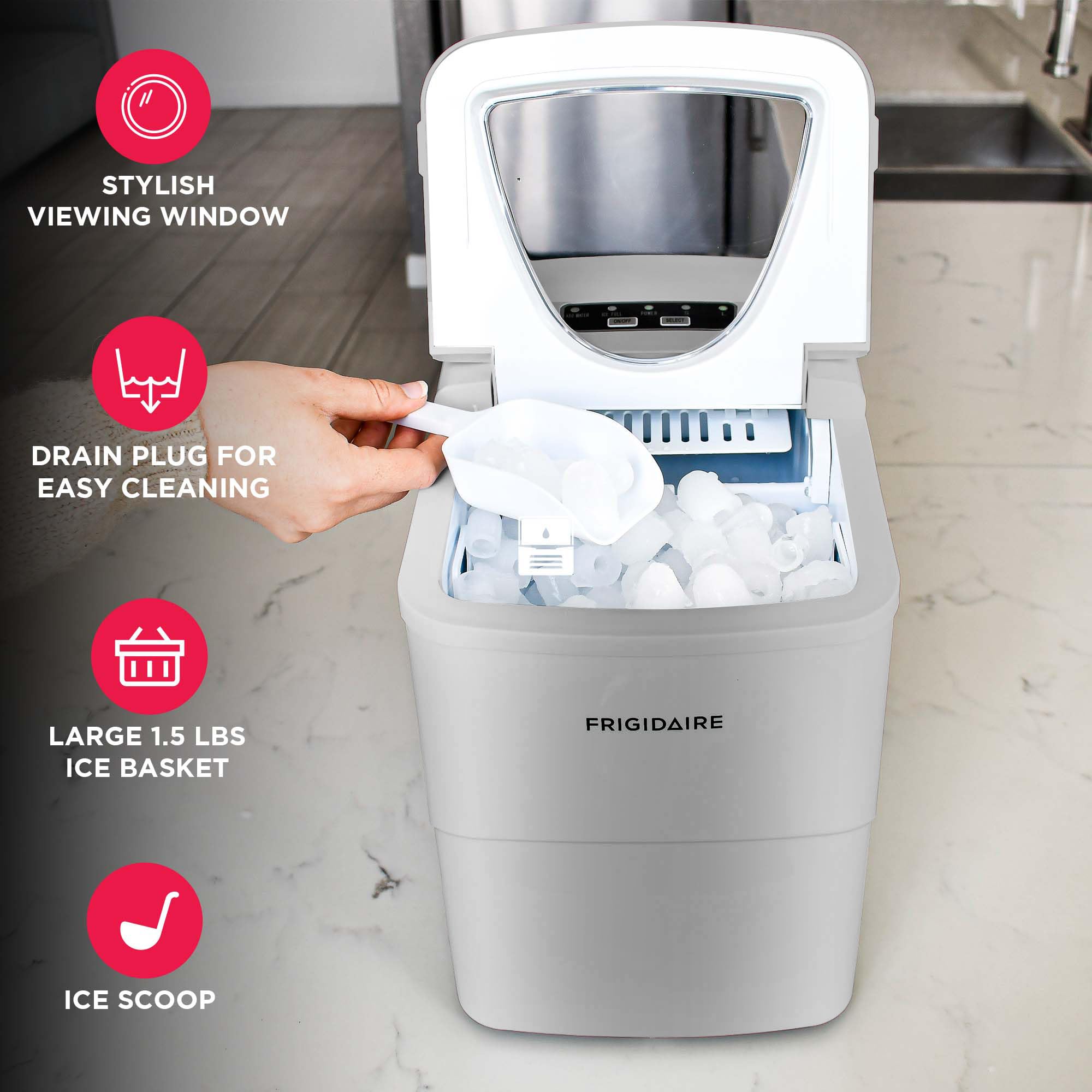 Frigidaire EFIC108 Counter top Portable, 26 lb per Day Compact Ice Maker Machine