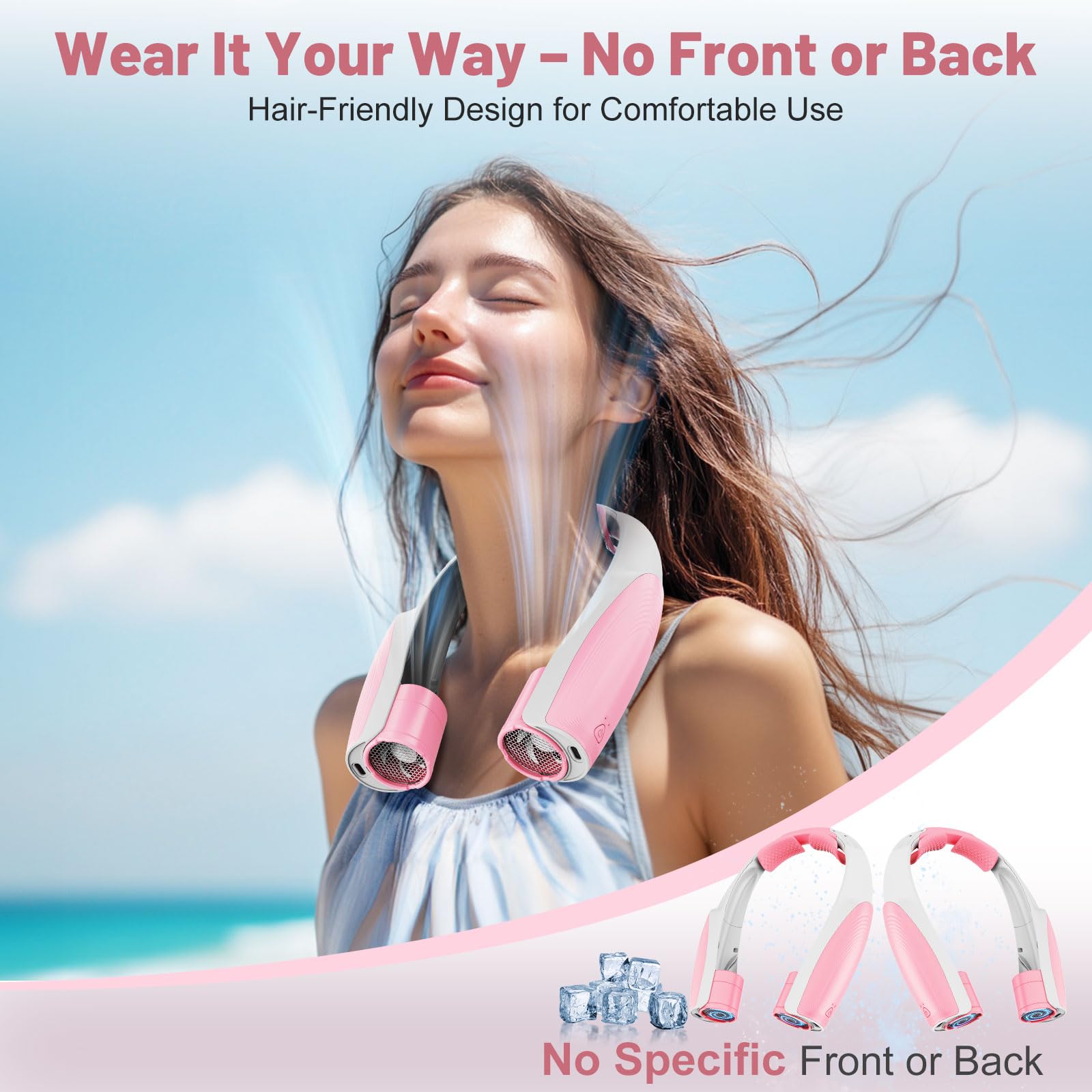 Portable Neck Fan with 6 Powerful Speeds, 8000mAh Battery Operated USB-C Rechargeable Fan, 20H Runtime, Hands-Free 360° Cooling Personal Wearable Neck Fan, Gift for Women Men Travel Concerts(Black)