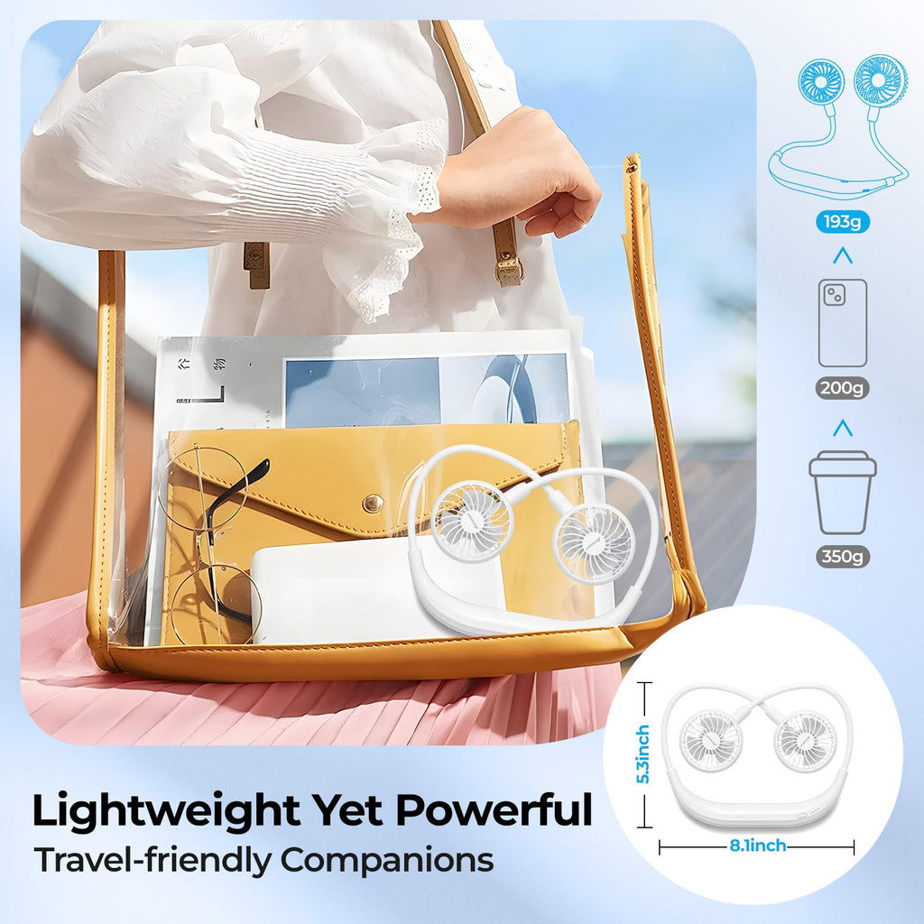 AMACOOL Portable Neck Fan, Lightweight Wearable with Hands-Free Comfort, 360° Adjustable Personal Fan with Ultra Quiet & Strong Wind, Gifts for Men Women Hot Flashes Cruise Travel Outdoor Sports 2026
