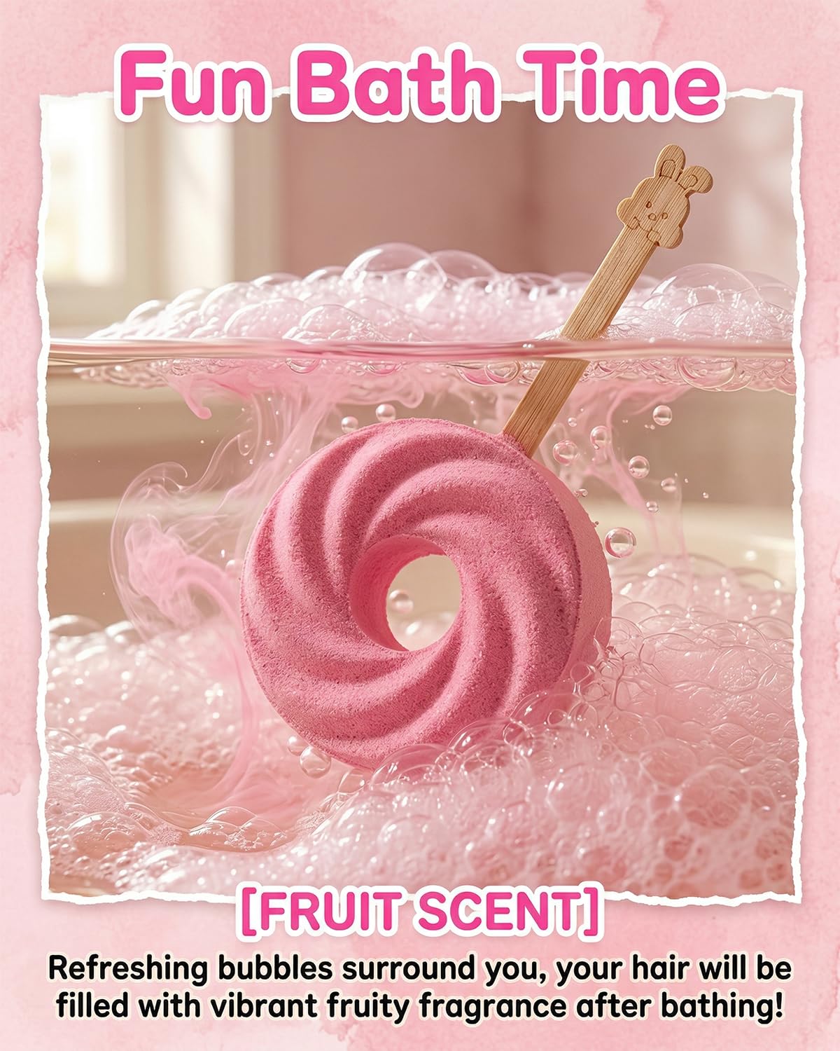 Cute Lollipop Bath Bomb – Colorful Bubble Bath Ball for Fun Baths Time Bubbly Splash Surprise Buddies Foaming Magic Baths Bombs Lollipop Toys Balls Surprise Foam Blow Bubbles Gift Bathroom (2pcs)
