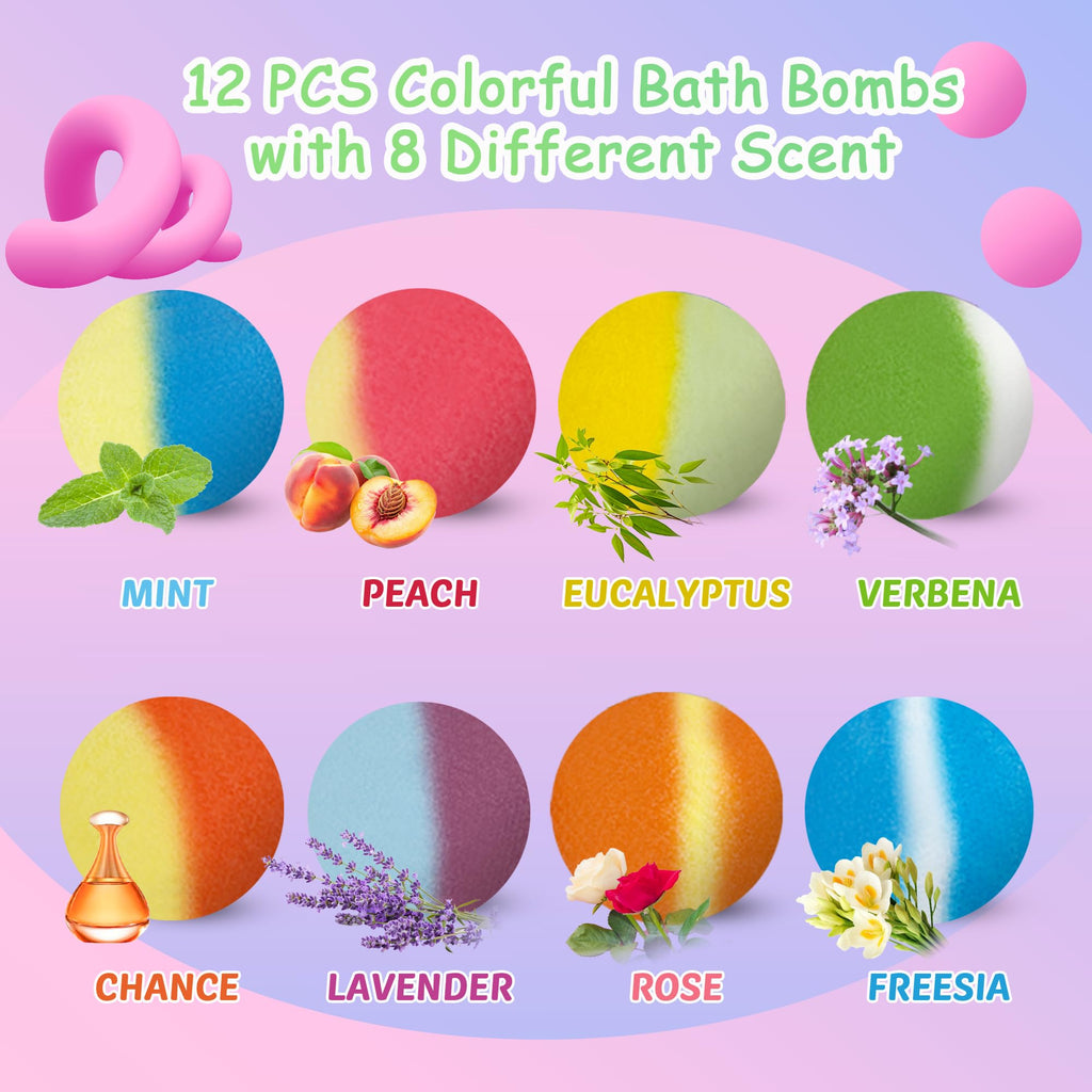 Bath Bombs for Kids, 12 Pcs Bath Bombs with Glow in The Dark Dinosura Surprise Inside, Handmade Organic Bubble Bath Ball Gift Set for Boys and Girls, Gift for Birthday Christmas Easter