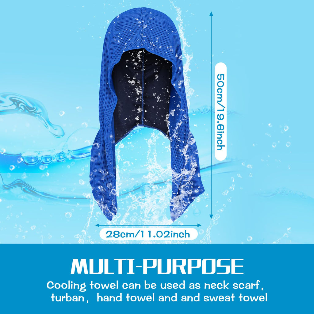 Bencailor 4 Pack Cooling Hoodie Towels Cooling Towels for Neck and Face Head Wrap UPF 50 UV Sun Protection for Sport Workout Camping(Black and Gray,Classic Style)