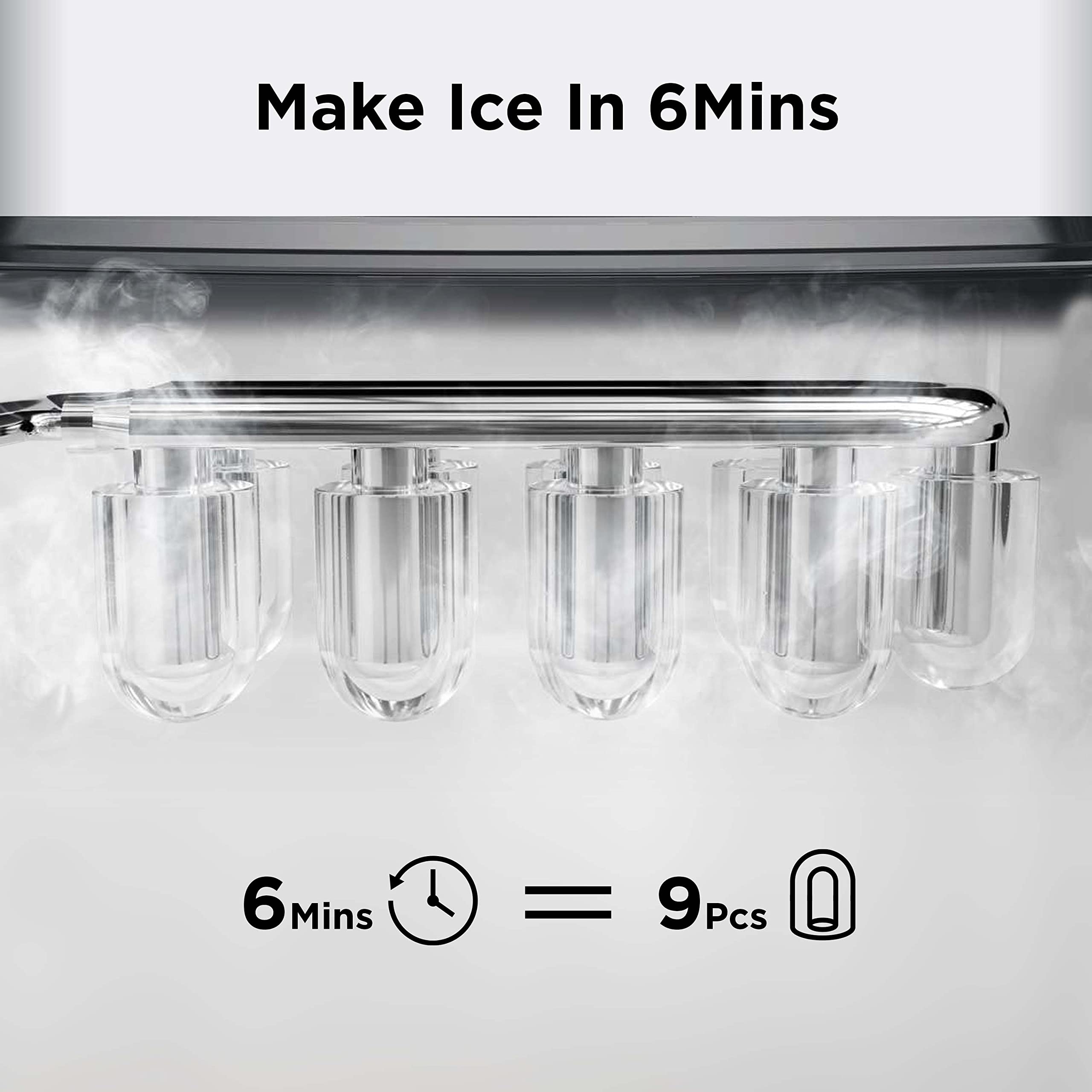 Silonn Nugget Ice Maker Countertop, Pellet Ice Machine with Self-Cleaning Function, Sonic Ice Maker Produces 36lbs of Chewable Ice in 24 Hours, Ideal for Home Kitchen and Office (Black)
