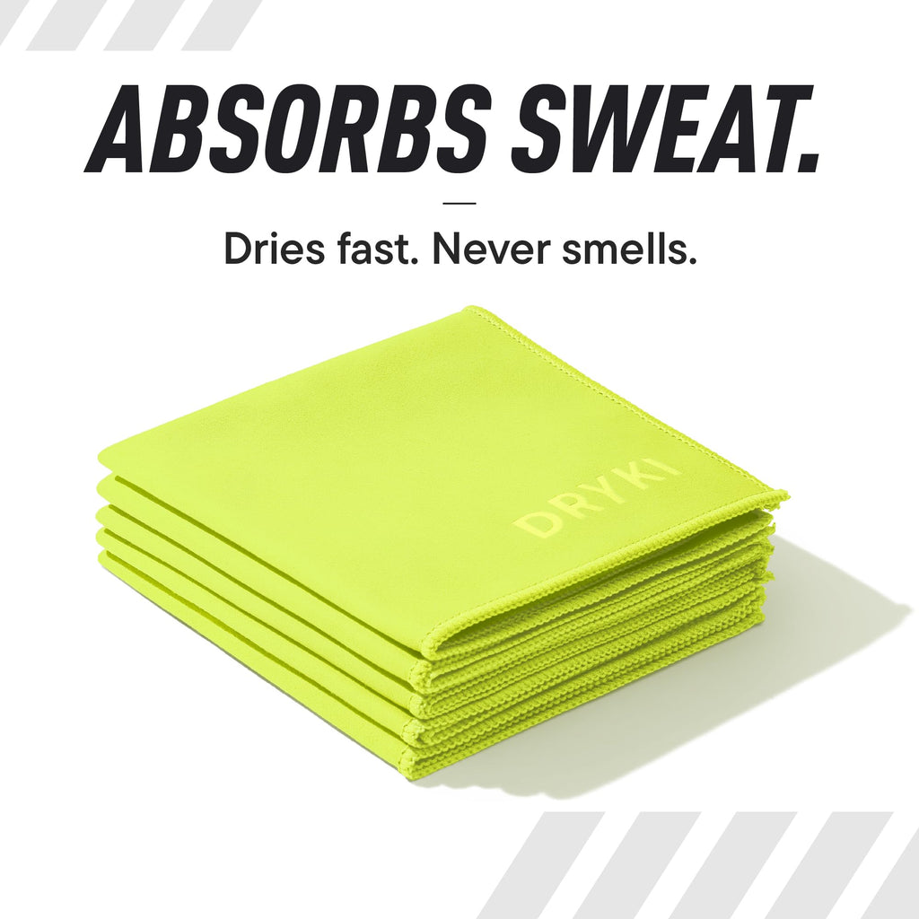 DRYKI Pocket-Sized Sweat Towels - The Original Sweat Absorbing Handkerchiefs - Quick-Dry Microfiber Sweat Rags for Face, Hands, & Body - Men & Women - Gym, Sports, and Work (Desert: 5 Pack)