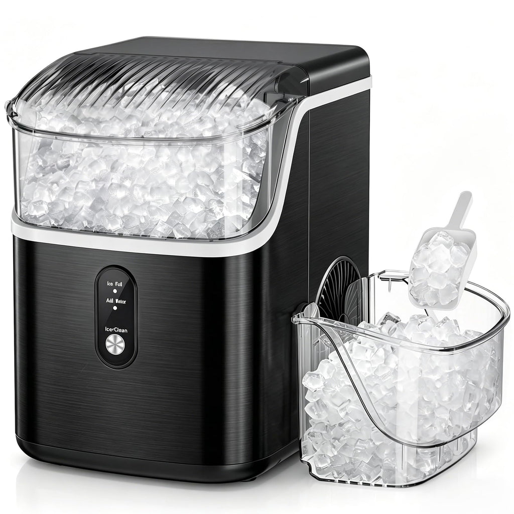 Antarctic Star Nugget Ice Makers Countertop, Pebble Ice Machine with Chewable Pellet Ice, 35Lbs/24H, Self-Cleaning, Sonic Ice, One-Click Operation, for Kitchen,Party Stainless Steel Silver