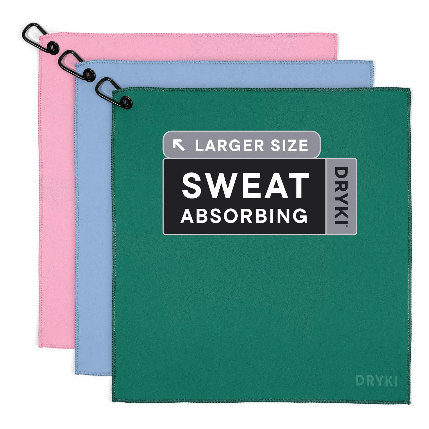 DRYKI Sweat Absorbing Handkerchiefs - The Original Pocket-Sized Sweat Towels - Quick-Dry Microfiber Sweat Rags for Face, Hands, & Body - Men & Women - Gym, Sports, and Work (Forest: 5 Pack)
