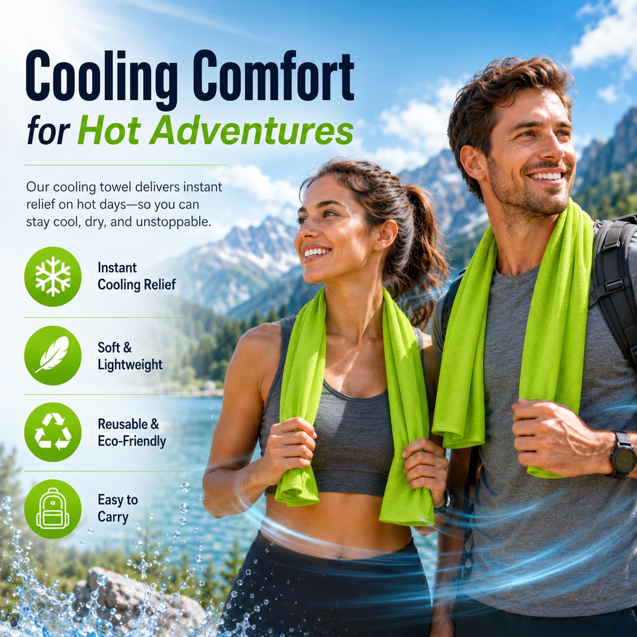 Cooling Towels 43.3" x 15.7" - Ice Towel, Sweat Towel, Cooling Towels for Neck & Face & Cooling Neck Wraps for Summer Heat - Neck Cooler for Quick Cool Down for Gym, Running, Golf, Yoga & Sports