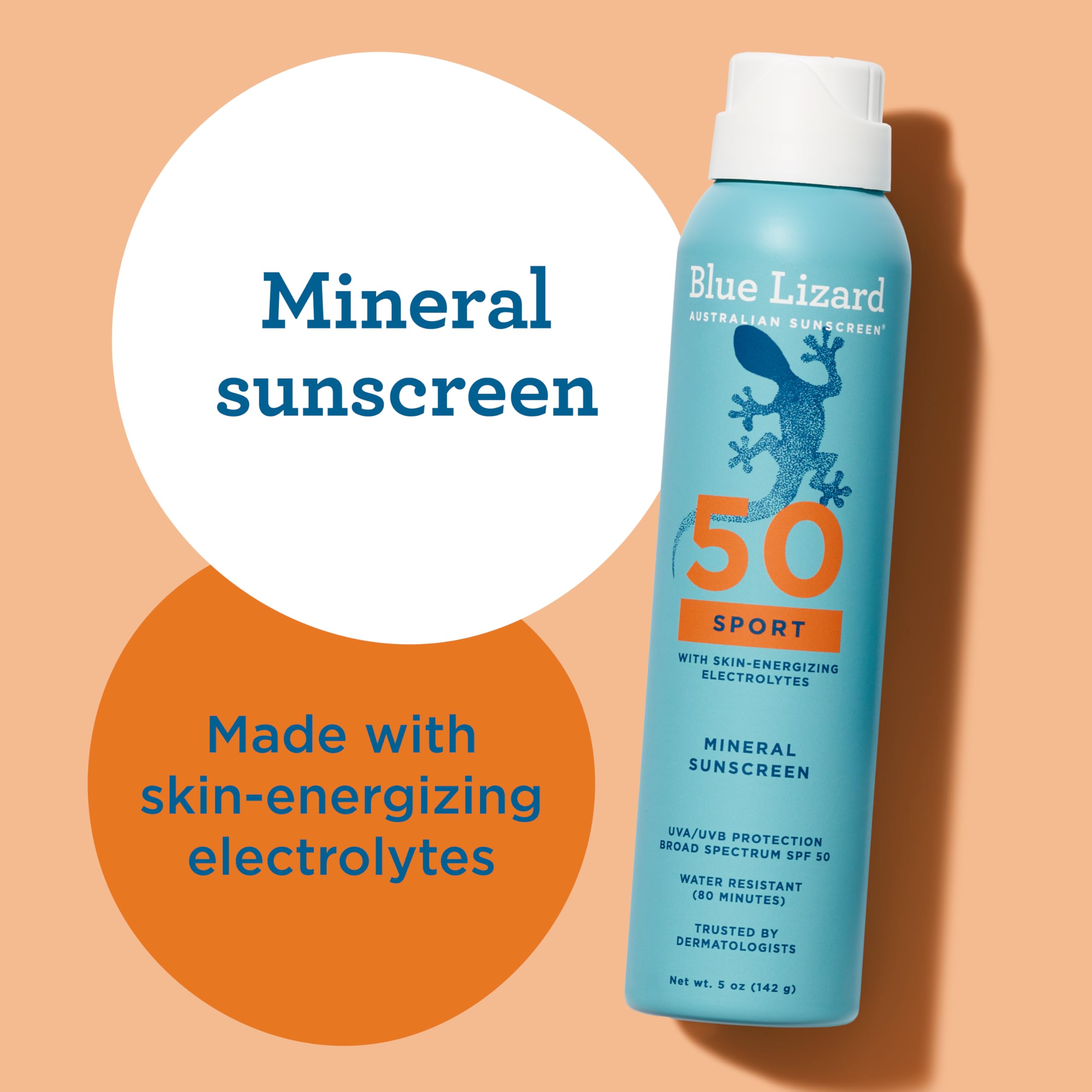 Blue Lizard Sensitive Mineral SPF 50 Spray, Dermatologist-Recommended Brand, Broad-Spectrum UVA/UVB Protection, Water-Resistant, Zinc Oxide Formula, 5 oz
