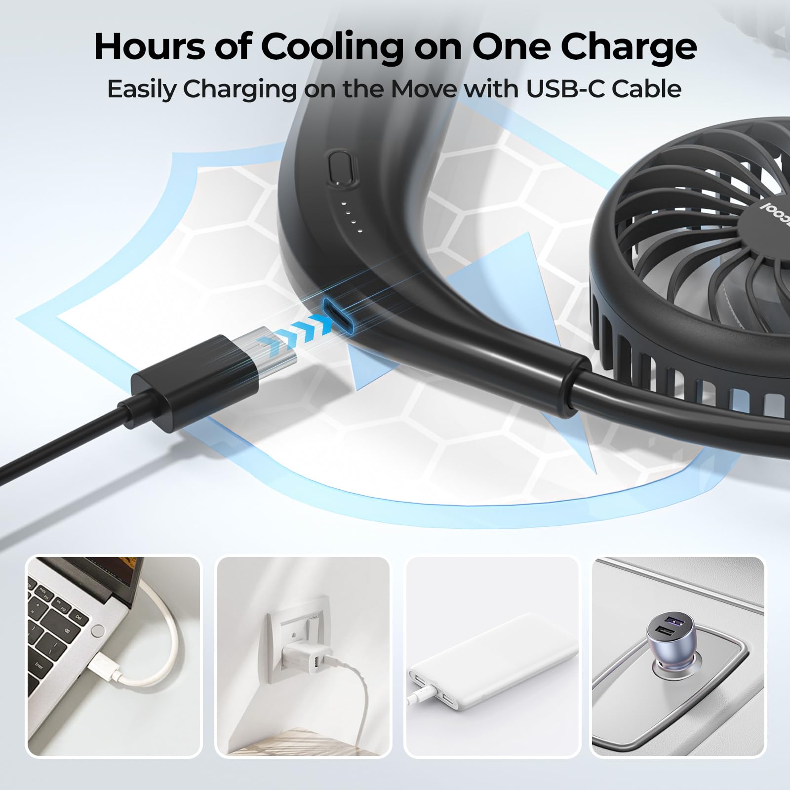 AMACOOL Portable Neck Fan, Lightweight Wearable with Hands-Free Comfort, 360° Adjustable Personal Fan with Ultra Quiet & Strong Wind, Gifts for Men Women Hot Flashes Cruise Travel Outdoor Sports 2026