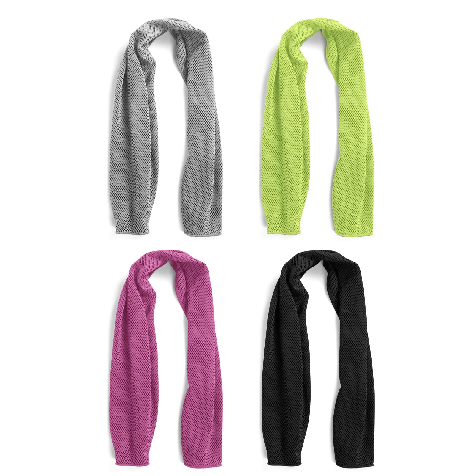 4 Pack Cooling Towels Cloth for Neck and Face, Ice Cool Towel Cold Rags for Sports Gym Fitness Yoga Running Tennis Baseball Hiking Camping(Y-4PACK-02)