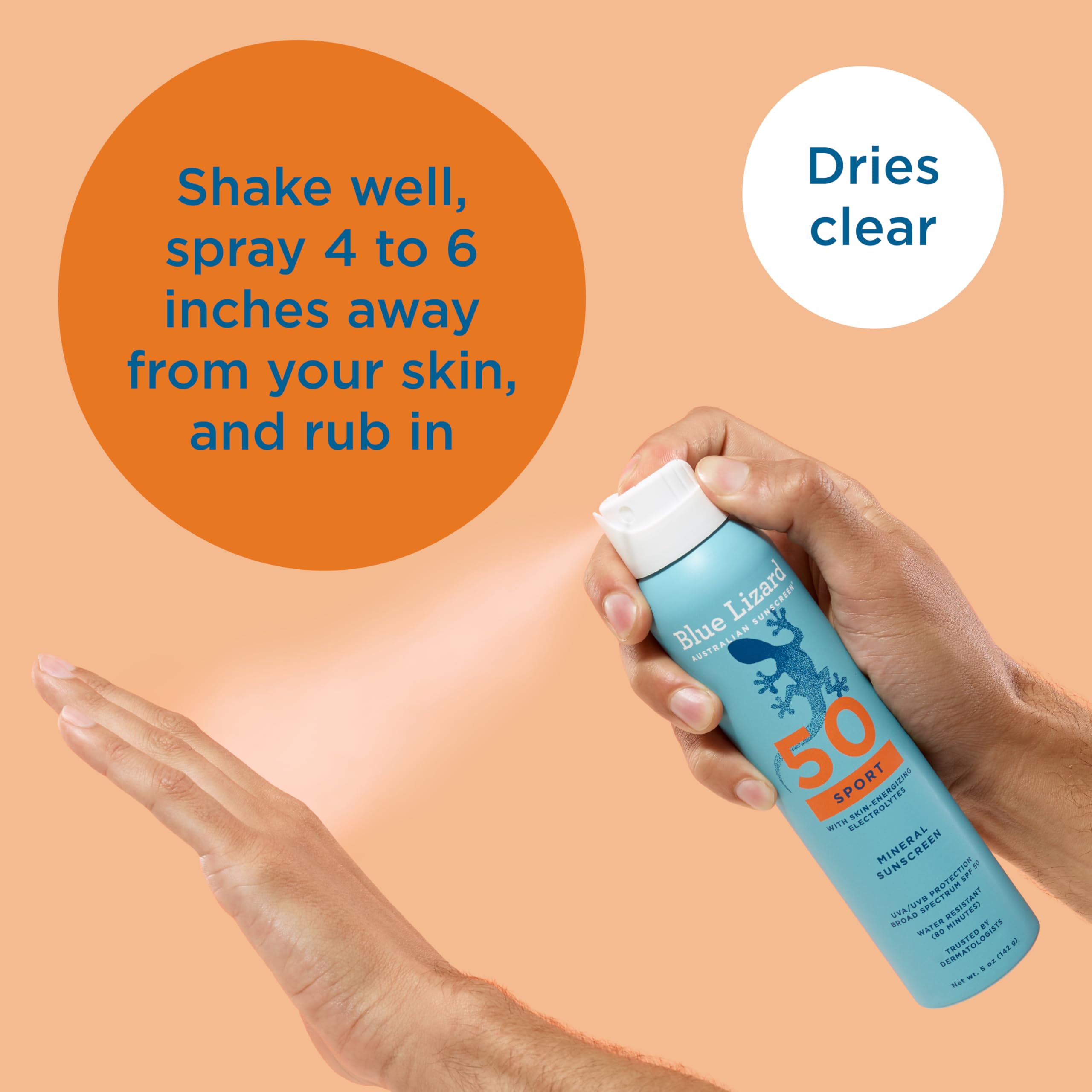 Blue Lizard Sensitive Mineral SPF 50 Spray, Dermatologist-Recommended Brand, Broad-Spectrum UVA/UVB Protection, Water-Resistant, Zinc Oxide Formula, 5 oz